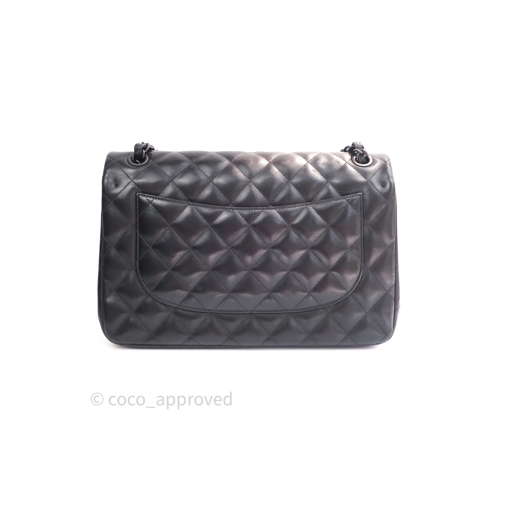 Chanel so black jumbo classic flap in lamb with - Depop
