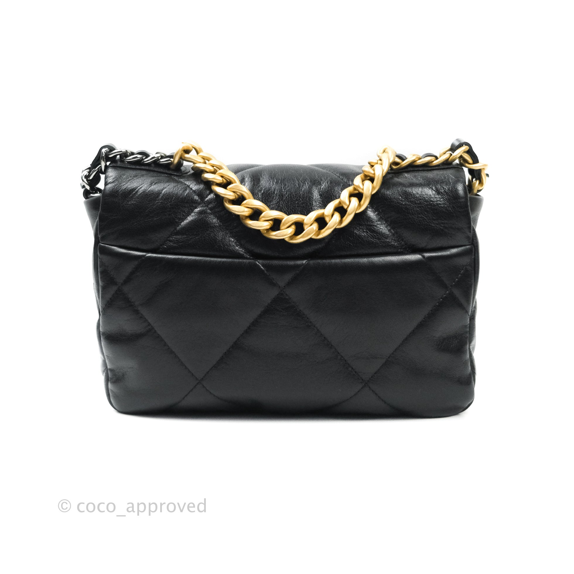 2021 Chanel 19 Medium Size Black Leather Top Handle Bag at 1stDibs