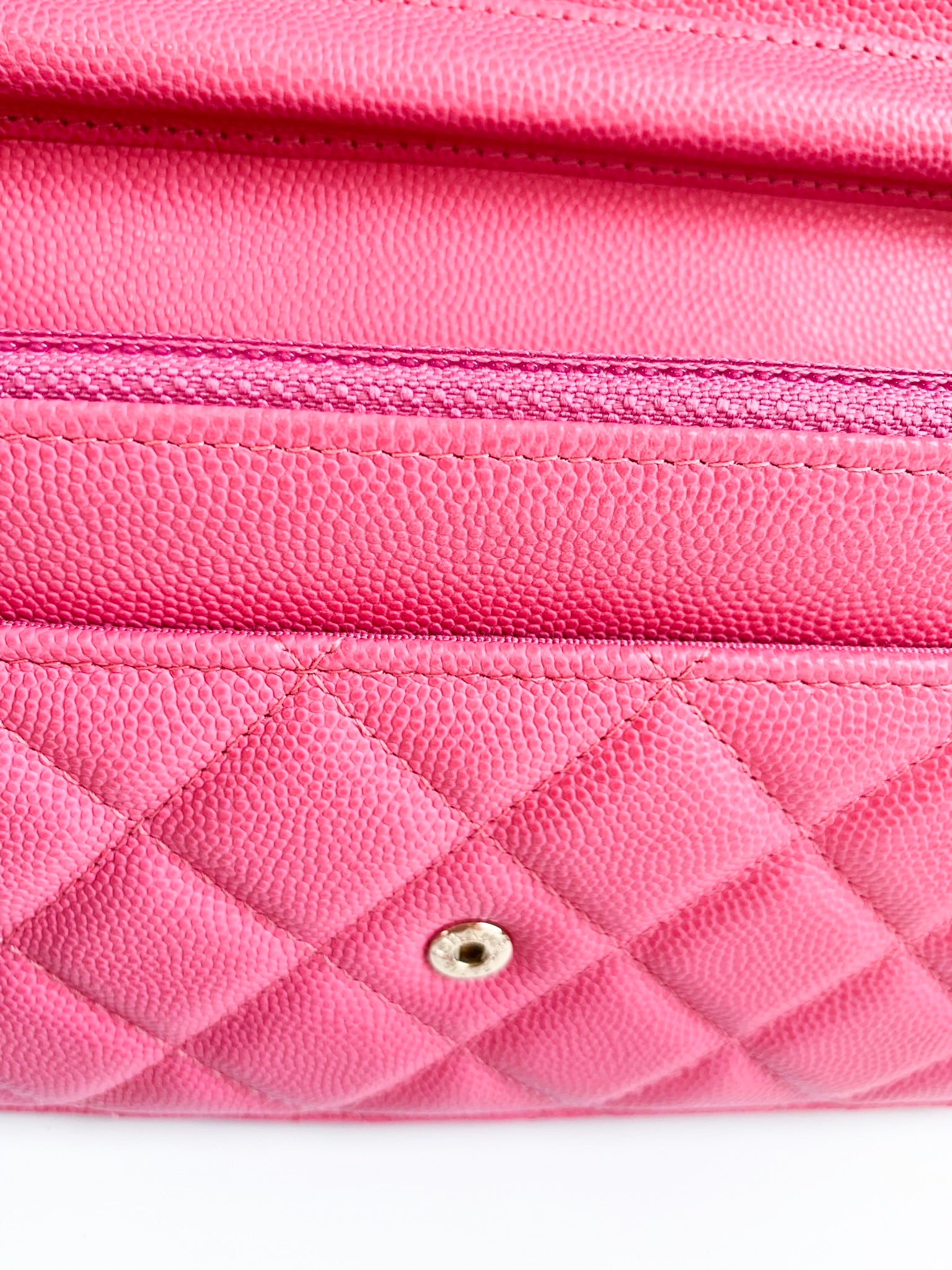 Chanel Caviar Quilted Wallet on Chain WOC Pink Light Gold Hardware