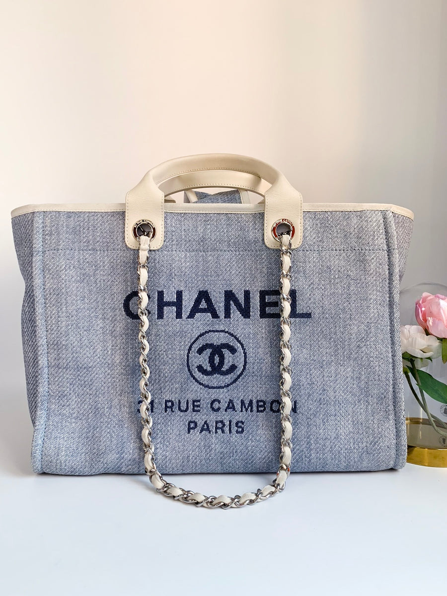 Chanel Canvas Deauville Large Tote Light Blue