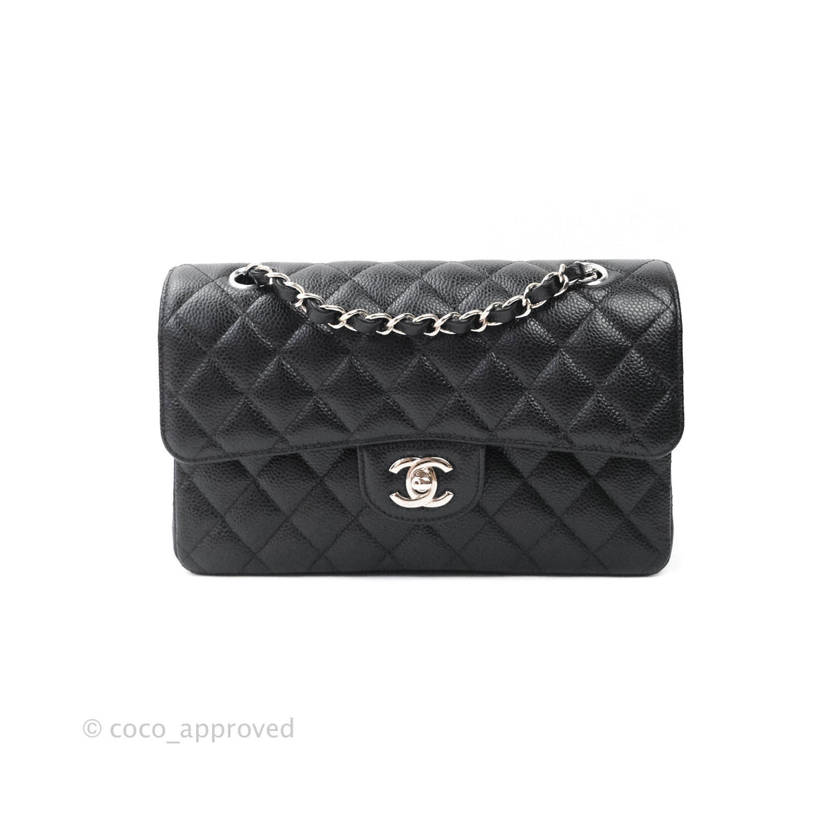 Chanel Classic Small S/M Flap Black Caviar Silver Hardware