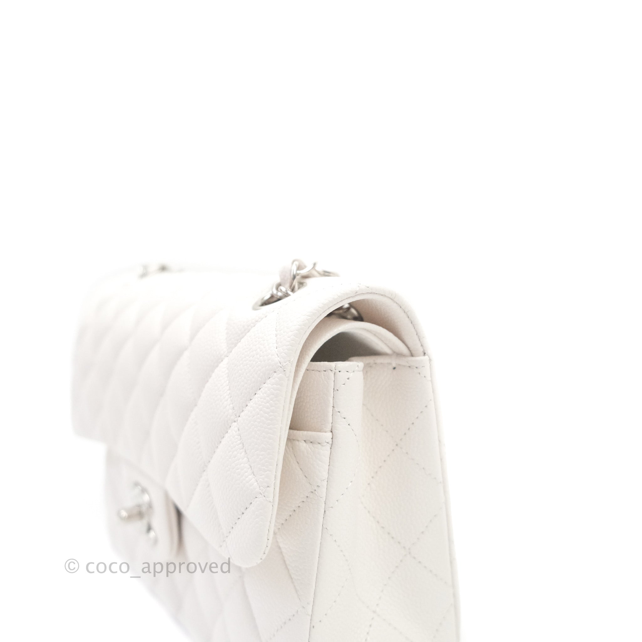 white chanel double flap bag