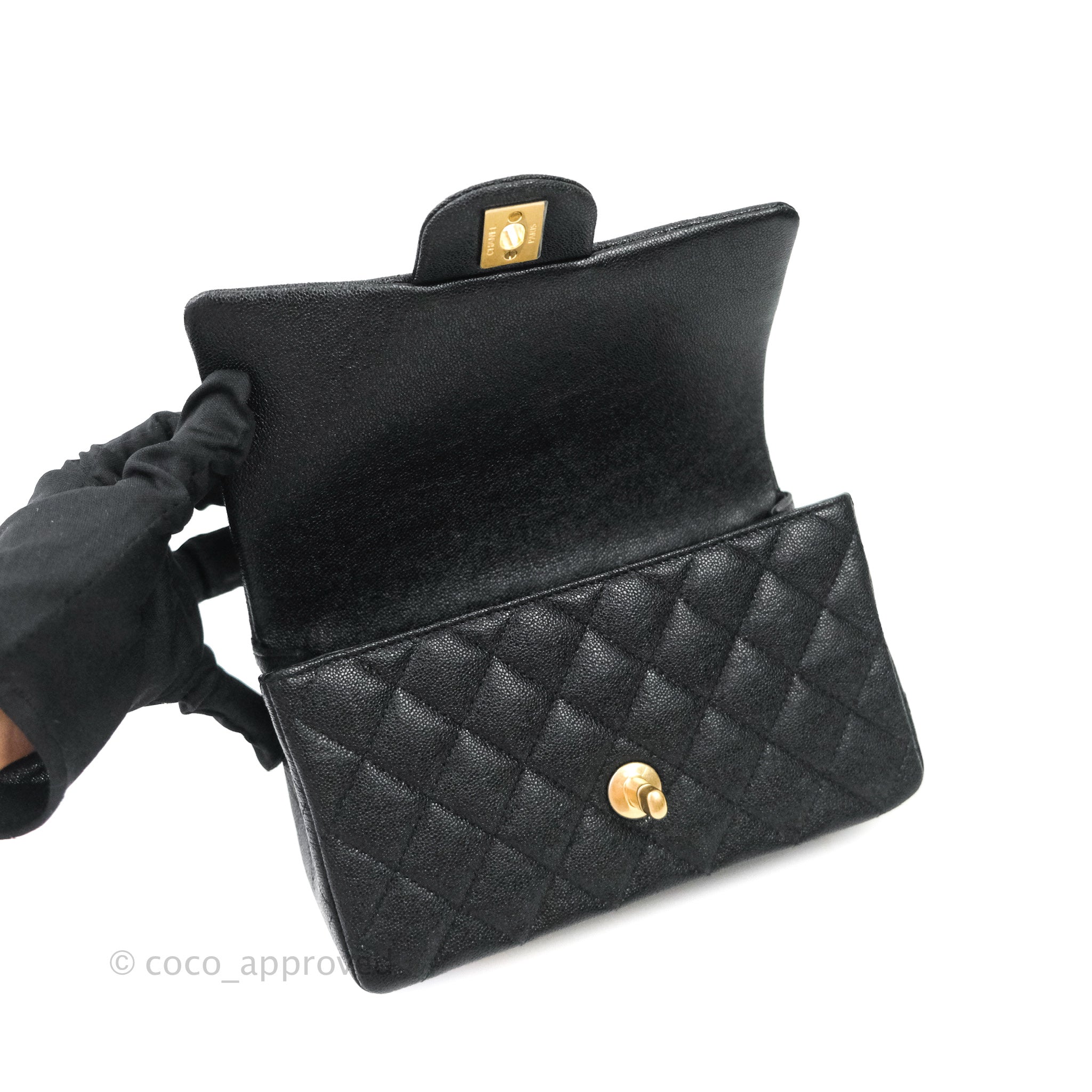 Chanel Black Quilted Lambskin Top Handle Mini Flap Bag Pale Gold Hardware,  2023 Available For Immediate Sale At Sotheby's