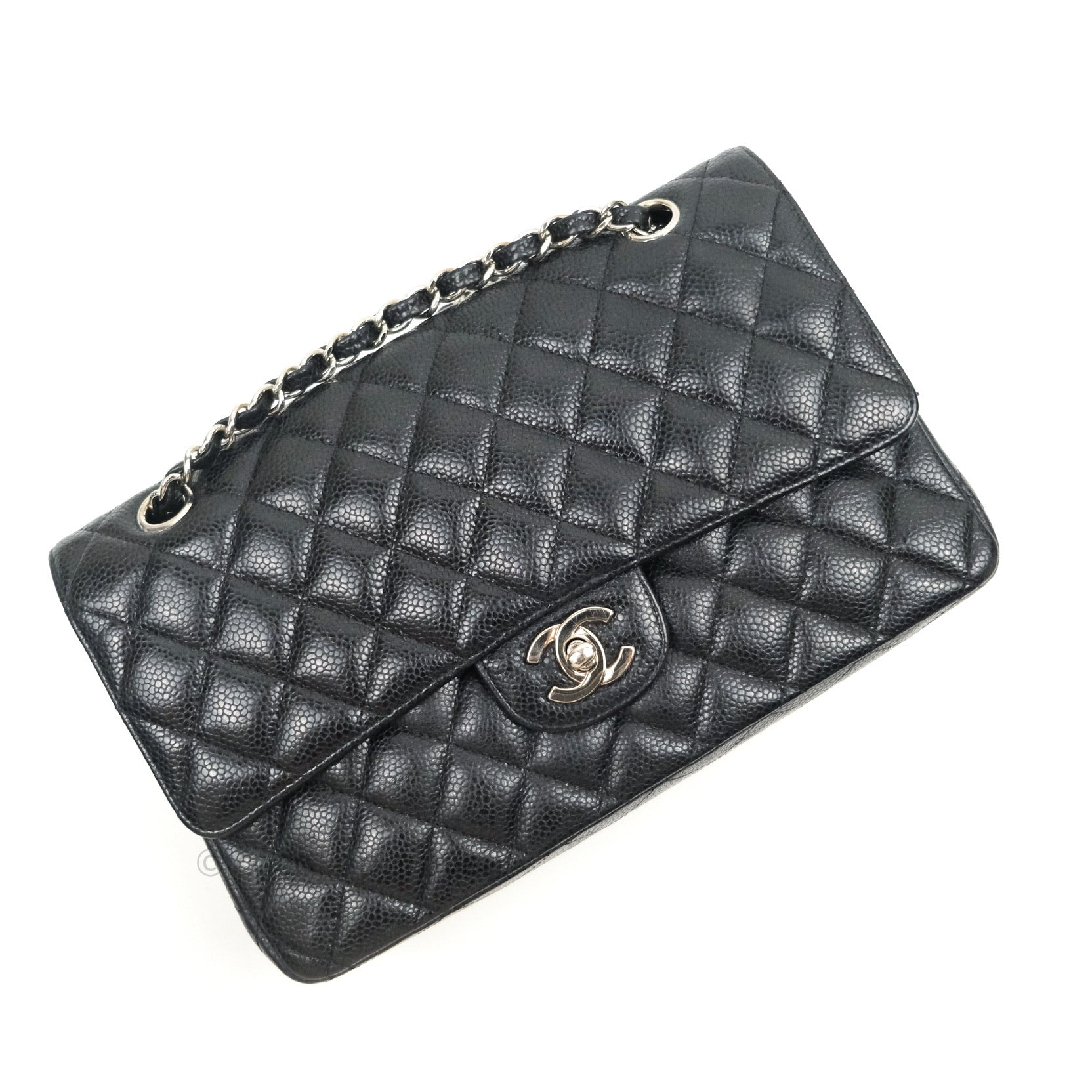 Chanel Black Caviar Classic Medium Double Flap Bag with Gold