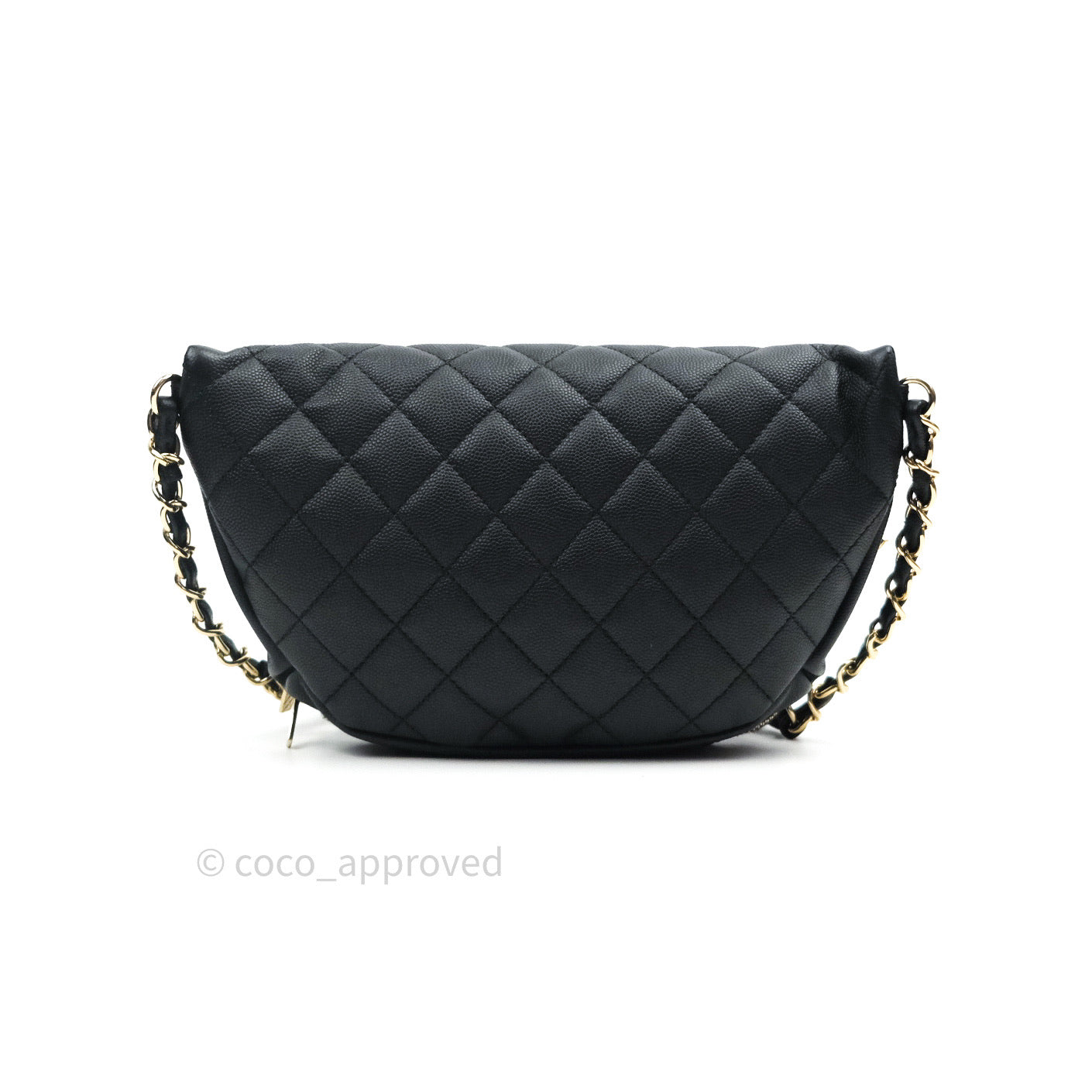 Chanel Business Affinity Waist Bag Quilted Caviar Medium Blue 2201171