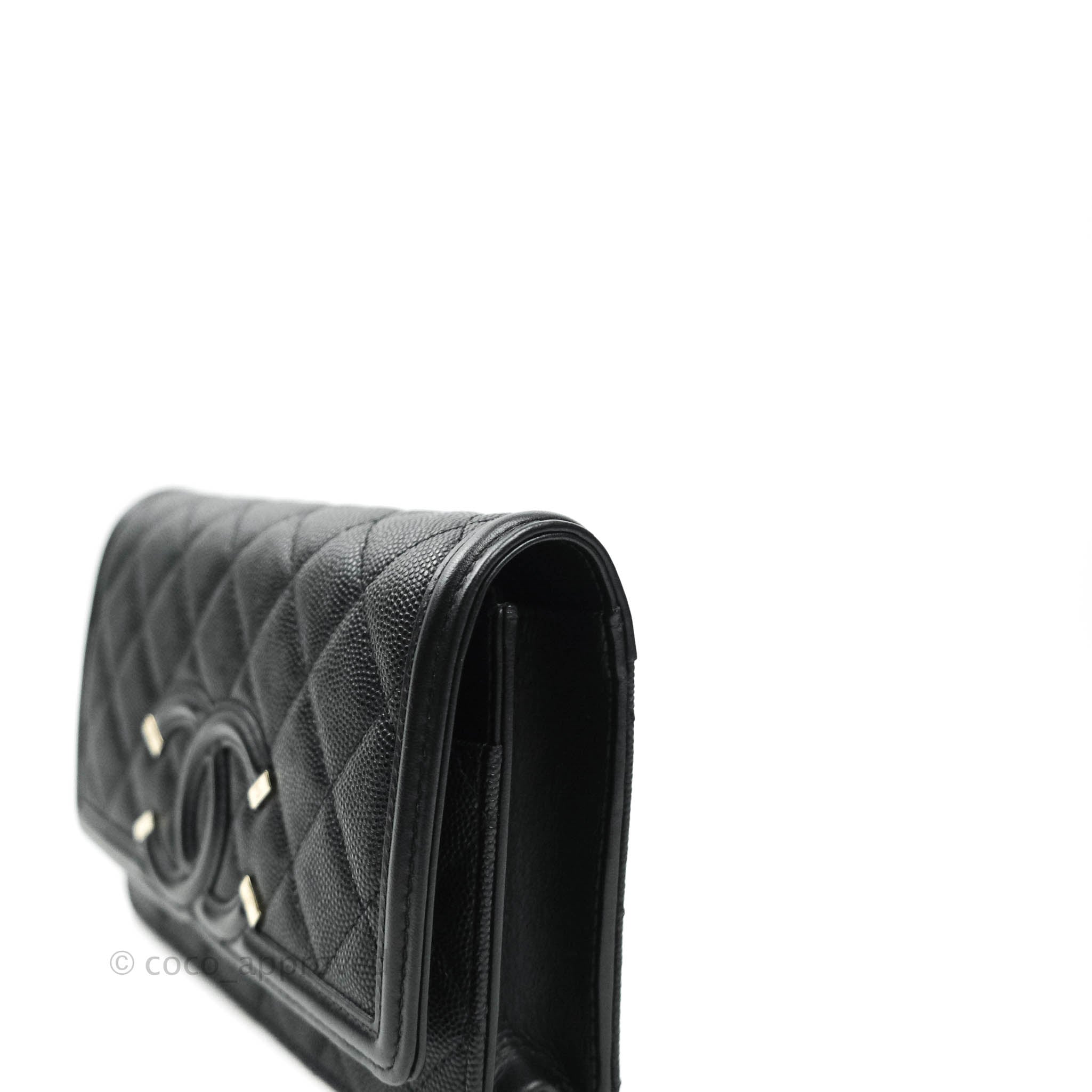 Chanel Black Caviar Filigree WOC Wallet on Chain Flap Bag – Boutique Patina