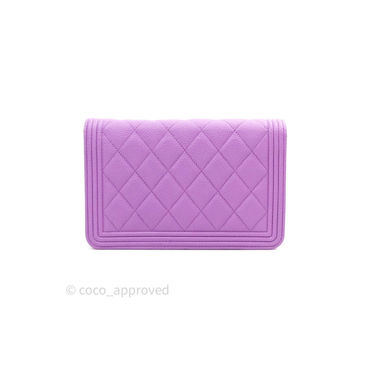 Chanel Quilted Boy Wallet on Chain WOC Purple Caviar Gold