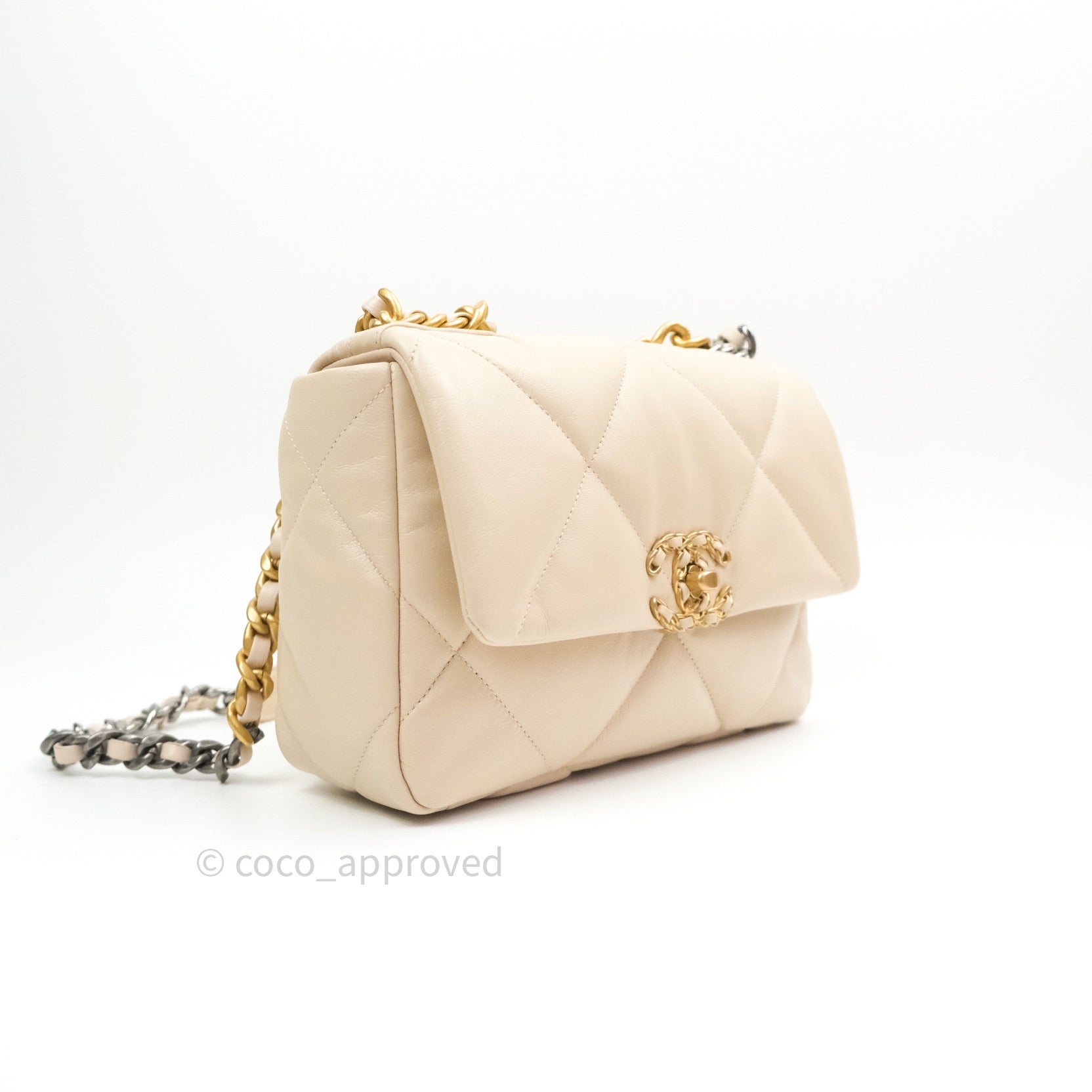 Chanel 19 Flap Beige in Goatskin Leather with Gold-tone - US