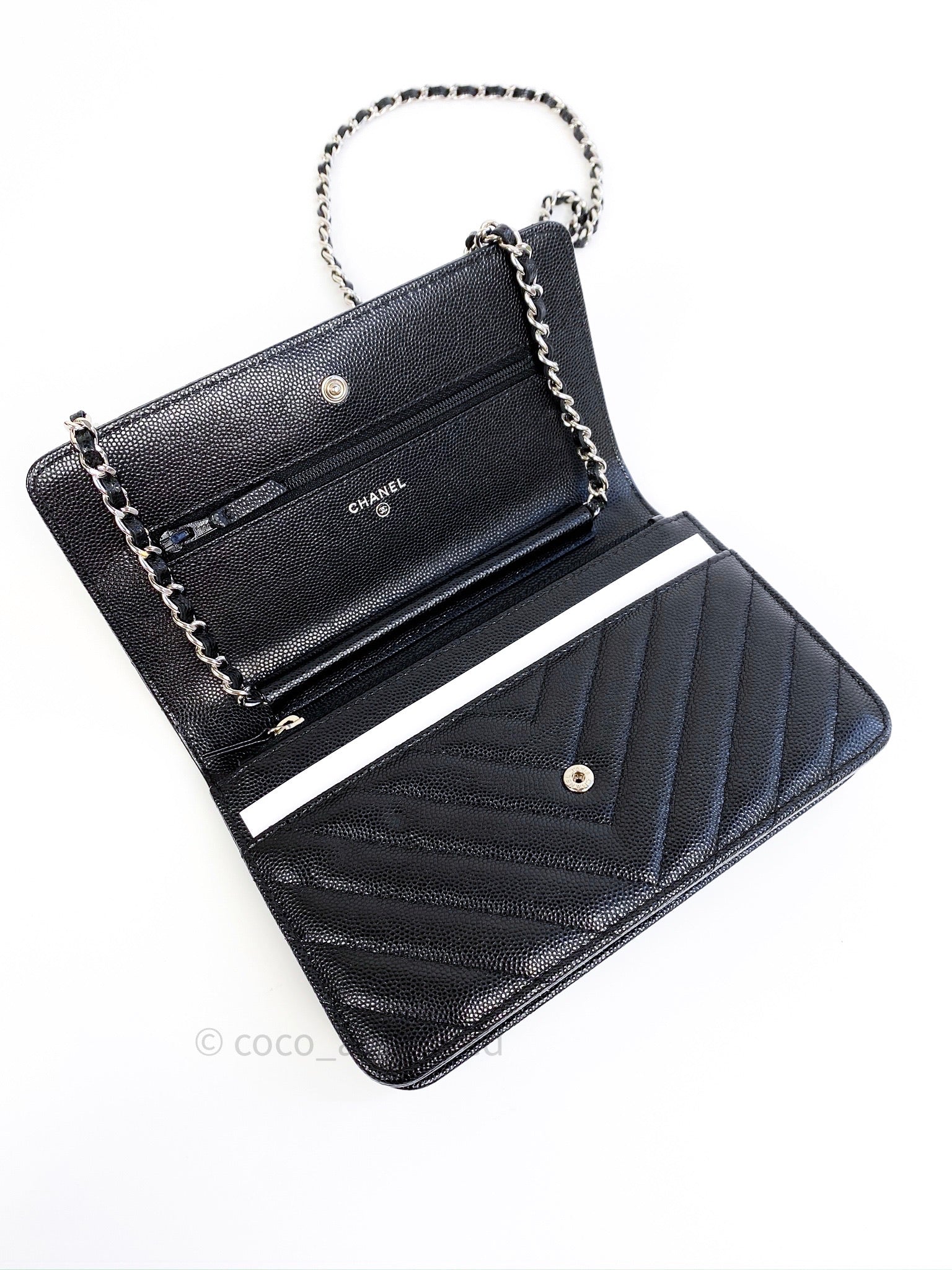 Chanel Black  White Wallet on Chain  Dina Cs Fab and Funky Consignment  Boutique
