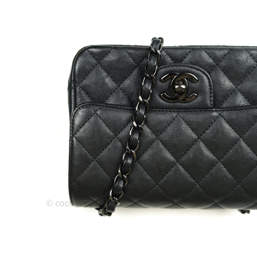 Chanel Quilted Mini Square Flap So Black Crumpled Calfskin – Coco