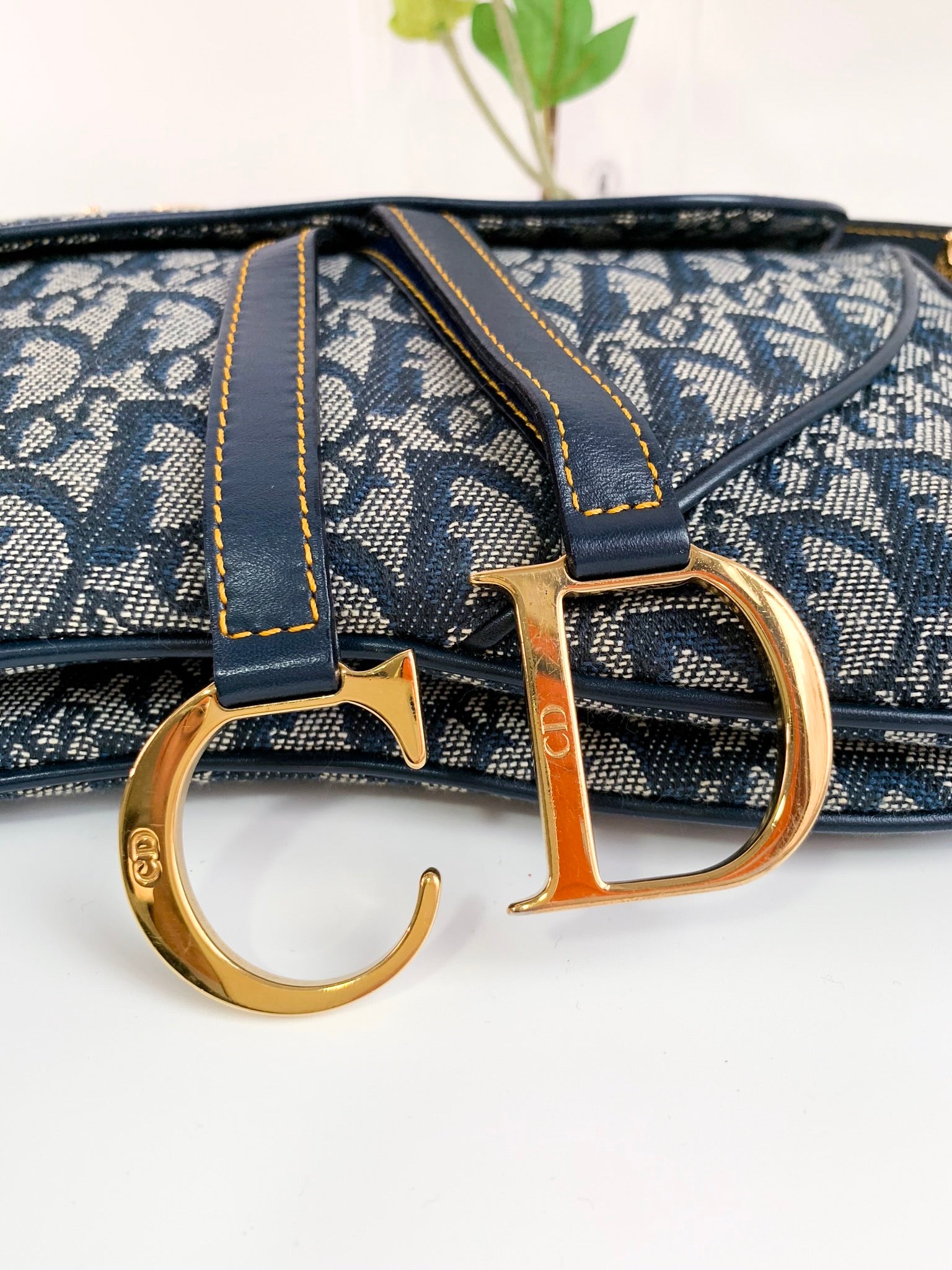 Christian Dior Vintage Oblique Saddle Bag Blue – Coco Approved Studio