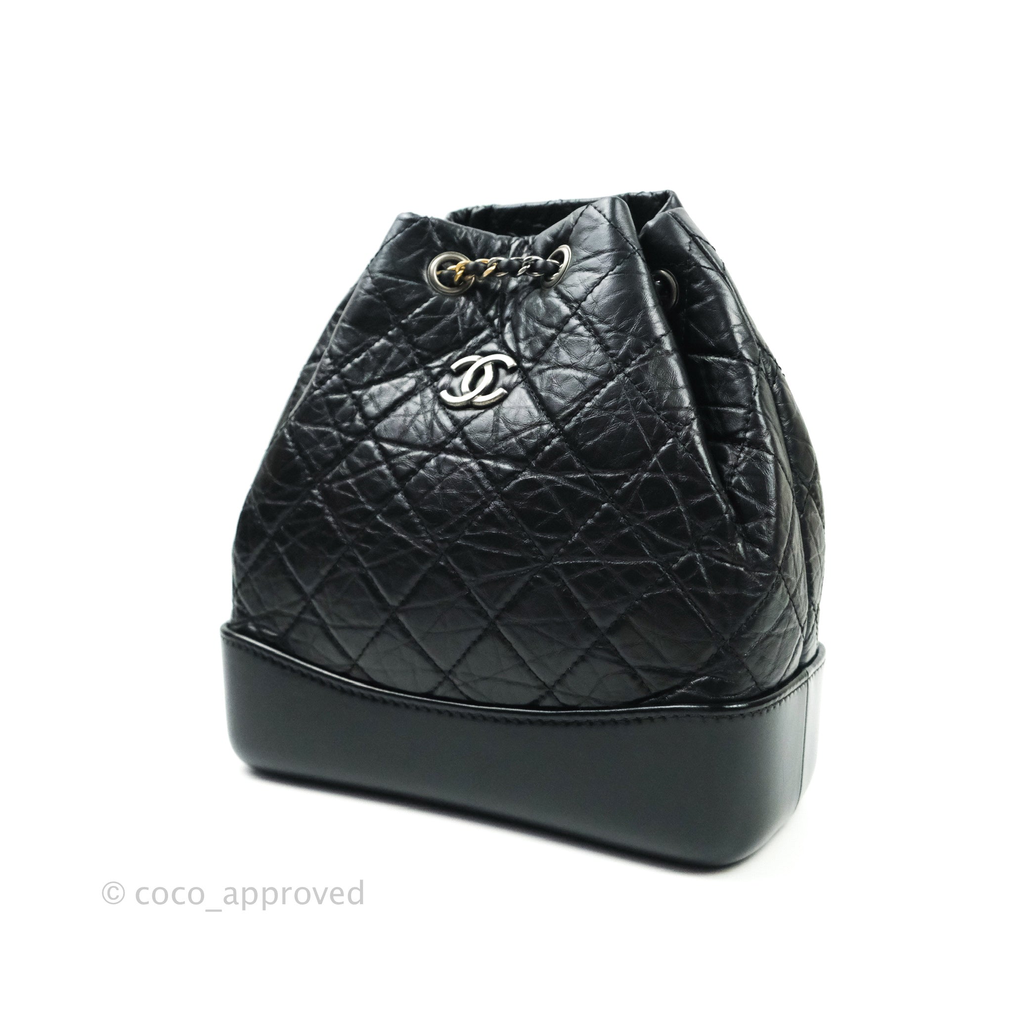 Chanel Small Gabrielle Backpack Black Aged Calfskin Multi-tone hardware