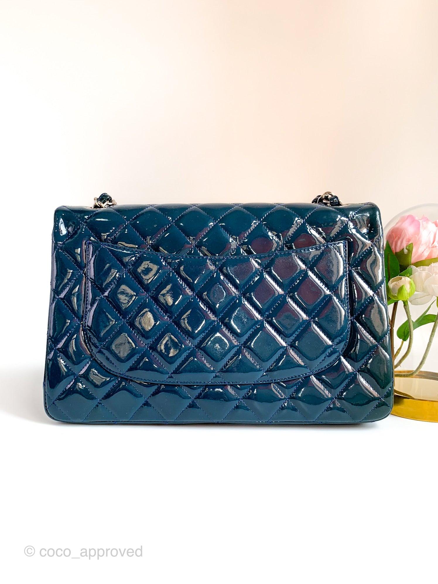 Chanel Patent Quilted Jumbo Double Flap Turquoise Silver Hardware – Coco  Approved Studio