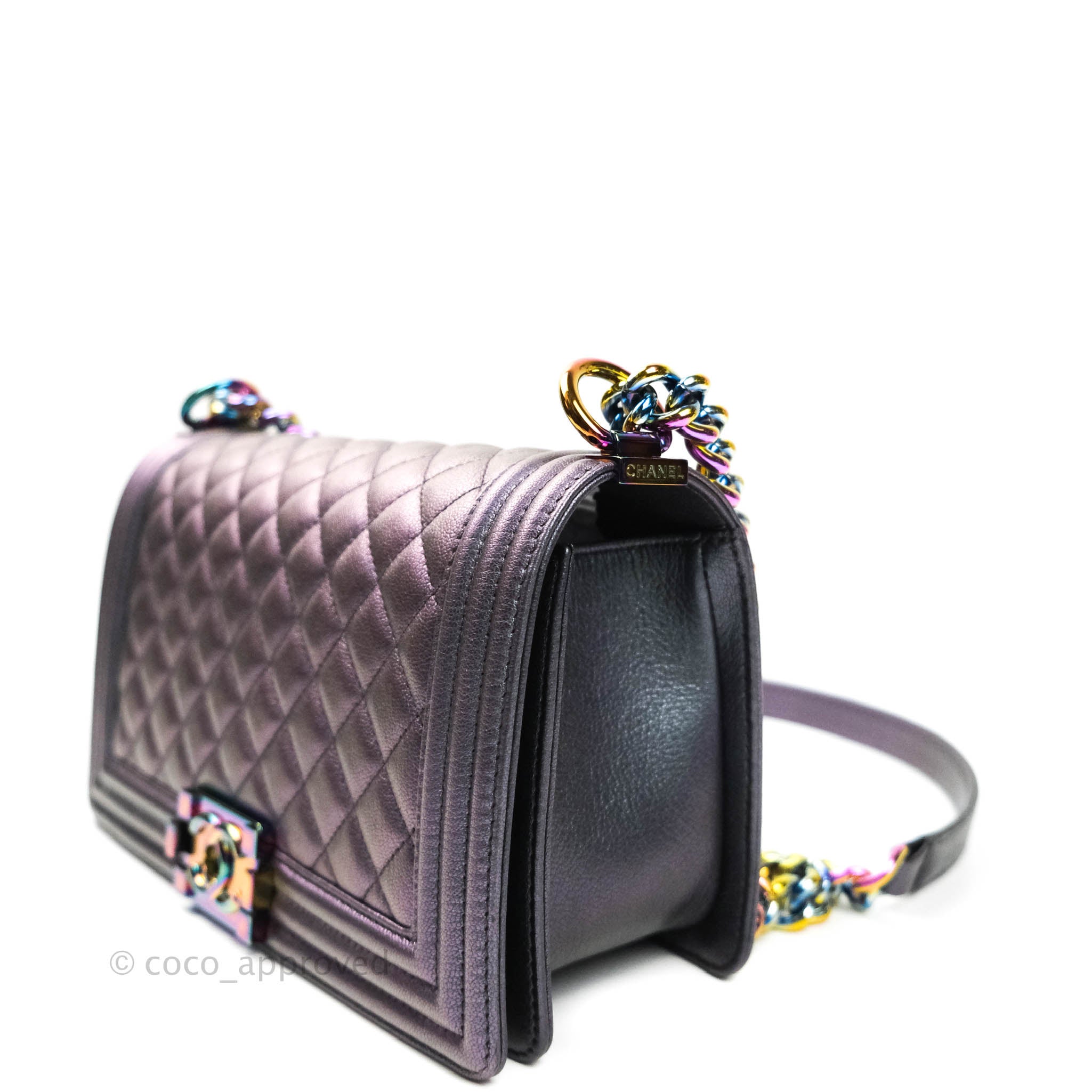 Chanel Purple Mermaid Iridescent Medium Calfskin Boy Bag – Coco Approved  Studio