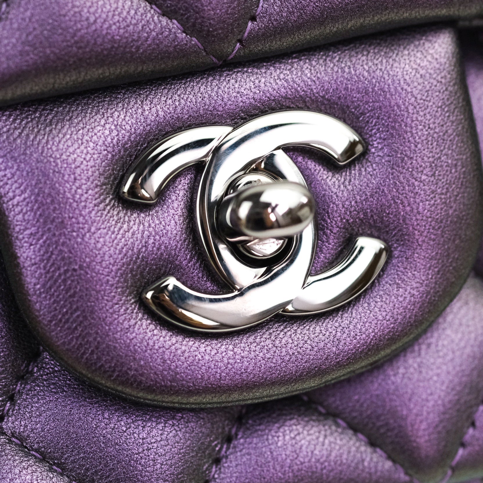 Chanel Quilted Mini Rectangular Iridescent Purple Dark Silver Hardware –  Coco Approved Studio