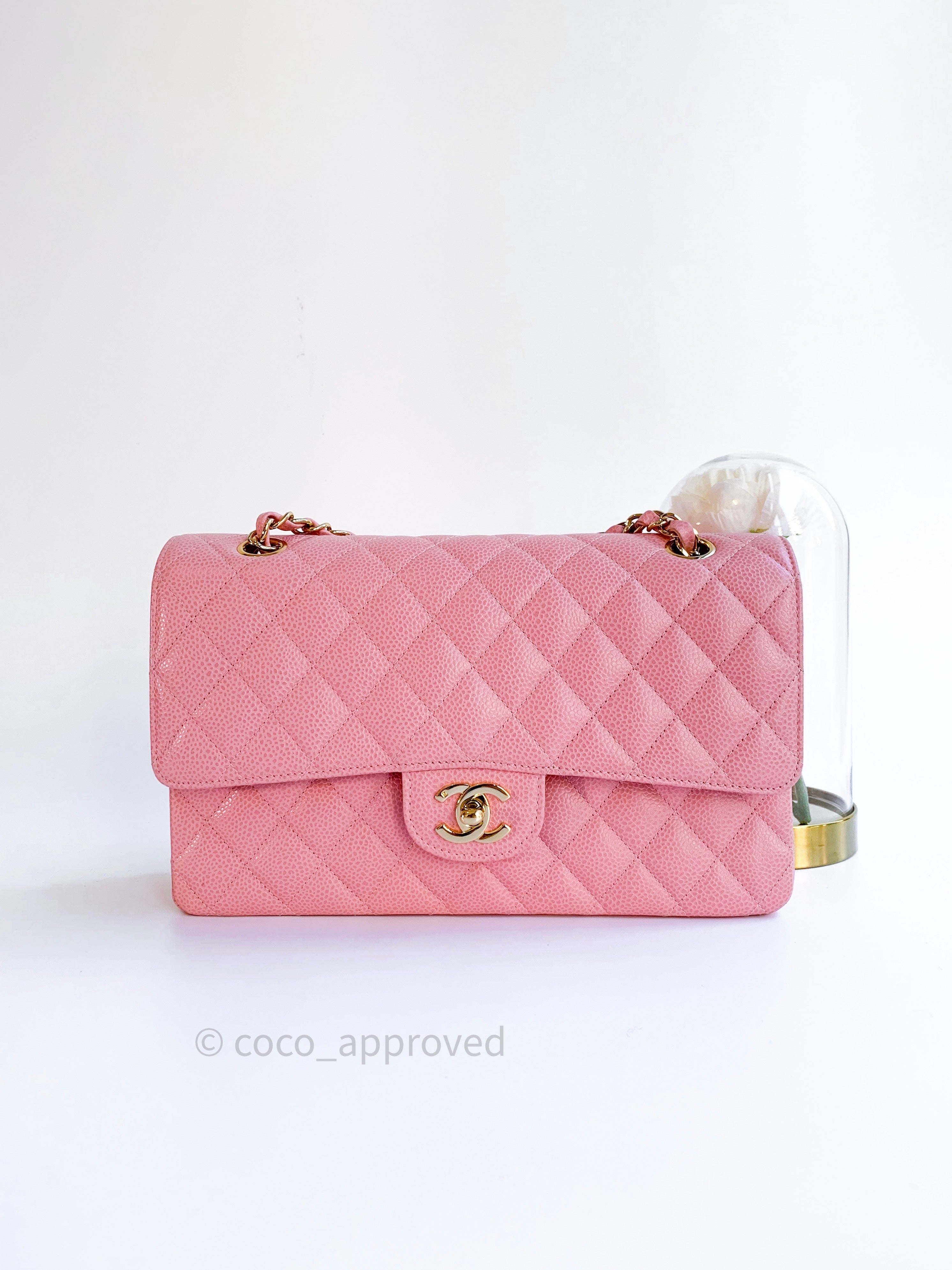 Chanel Classic M/L Medium Double Flap Bag Pink Caviar 24K Gold Hardwar – Coco  Approved Studio