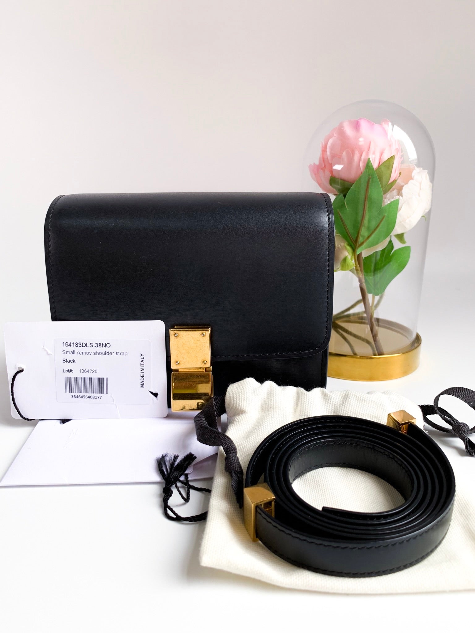 Celine Classic Box Medium Calfskin Leather Crossbody Bag Black
