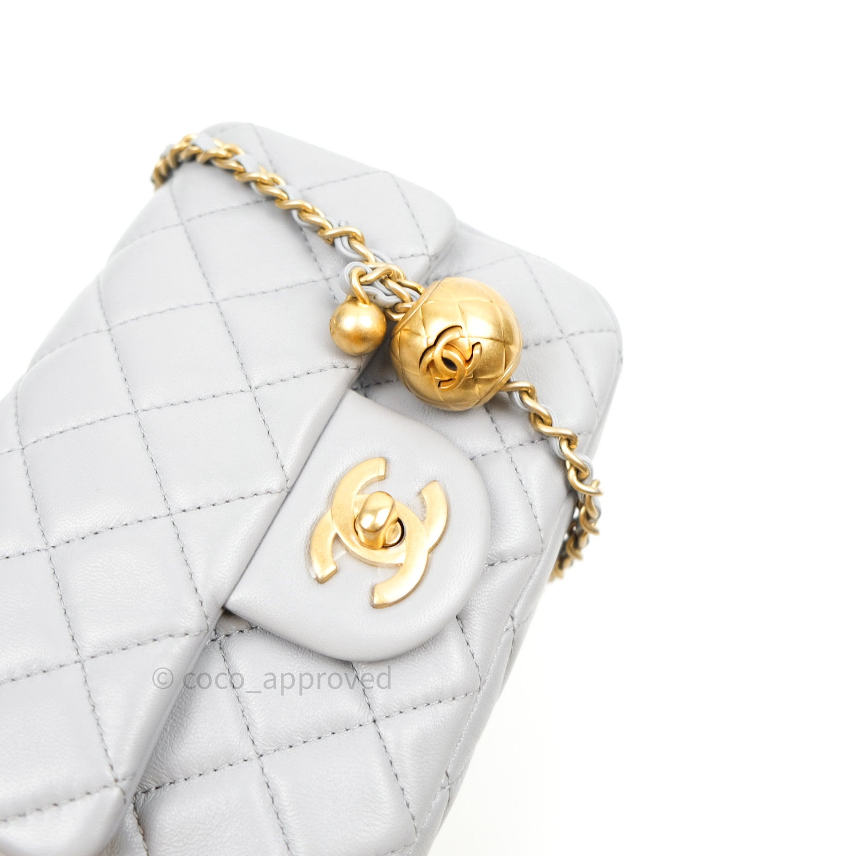 Chanel Lambskin Quilted Mini CC Pearl Crush Flap Yellow