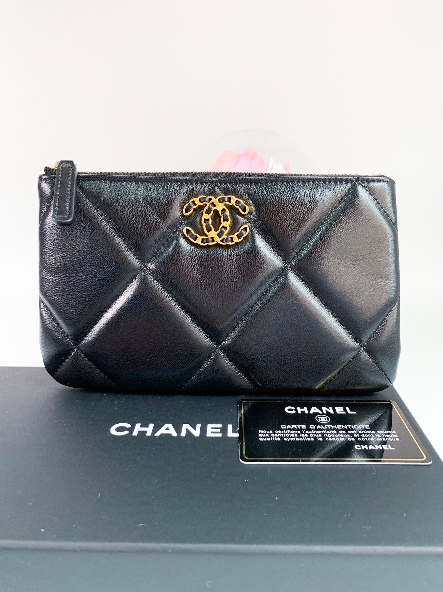 Chanel Lambskin Quilted Chanel 19 Phone and Card Holder Black – OC Luxury  Bags