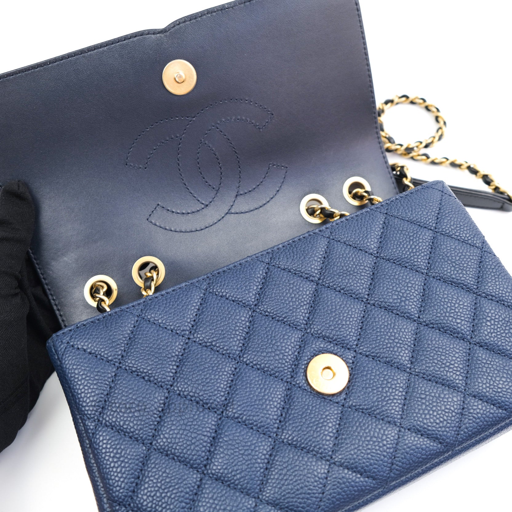 CHANEL Caviar Quilted Small CC Filigree Flap Navy 1269915