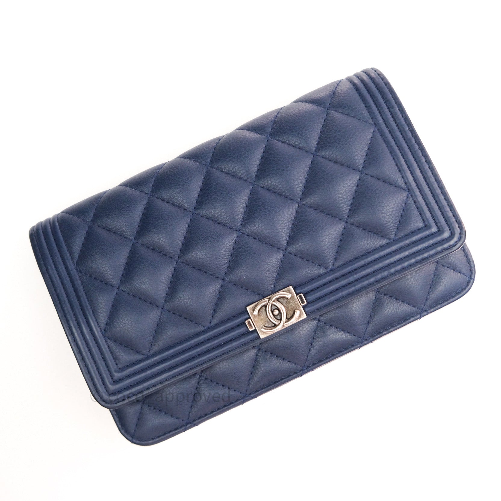 Chanel Blue Orlay Fur and Distressed Brown Leather Wallet on a Chain WOC at  1stDibs