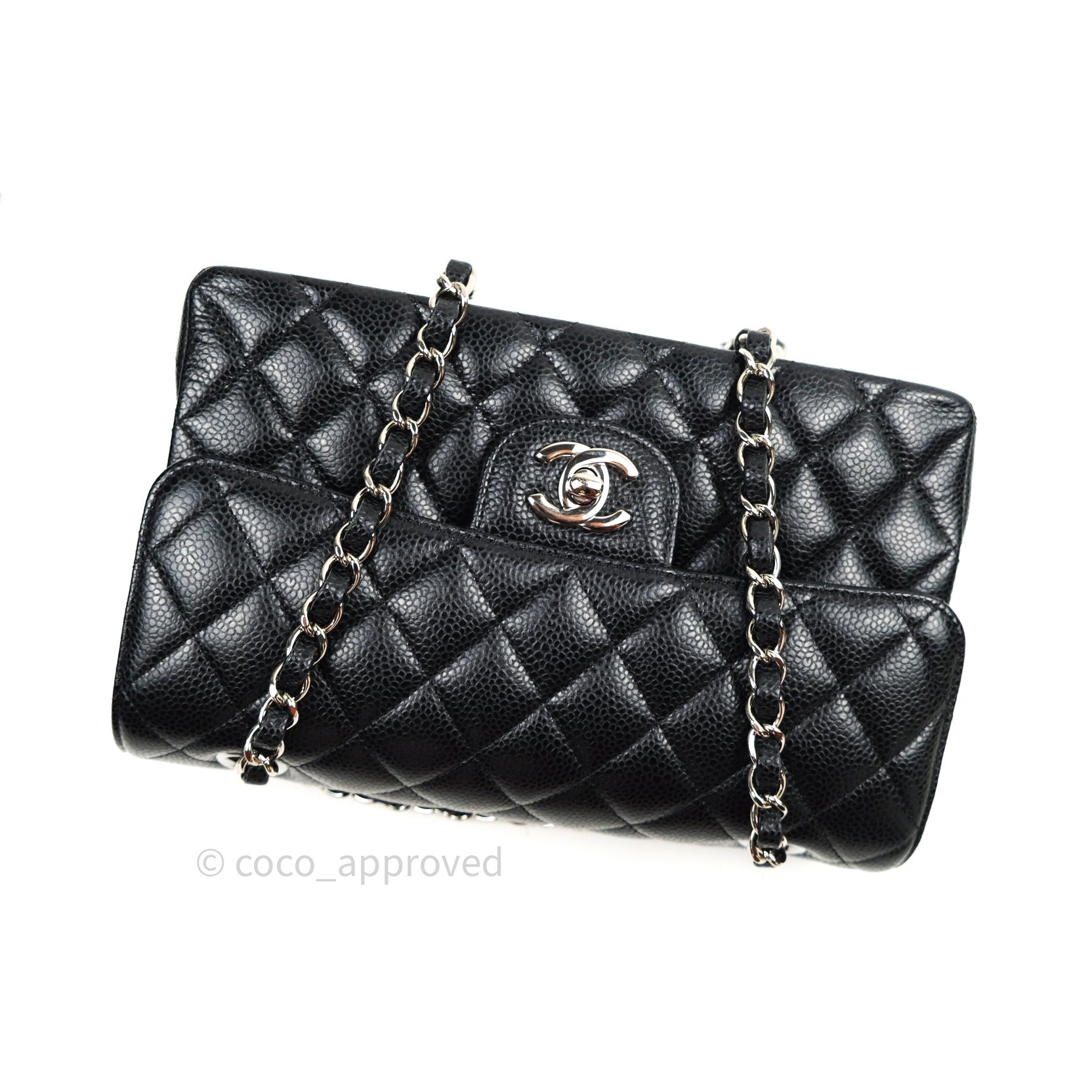 black and silver chanel bag