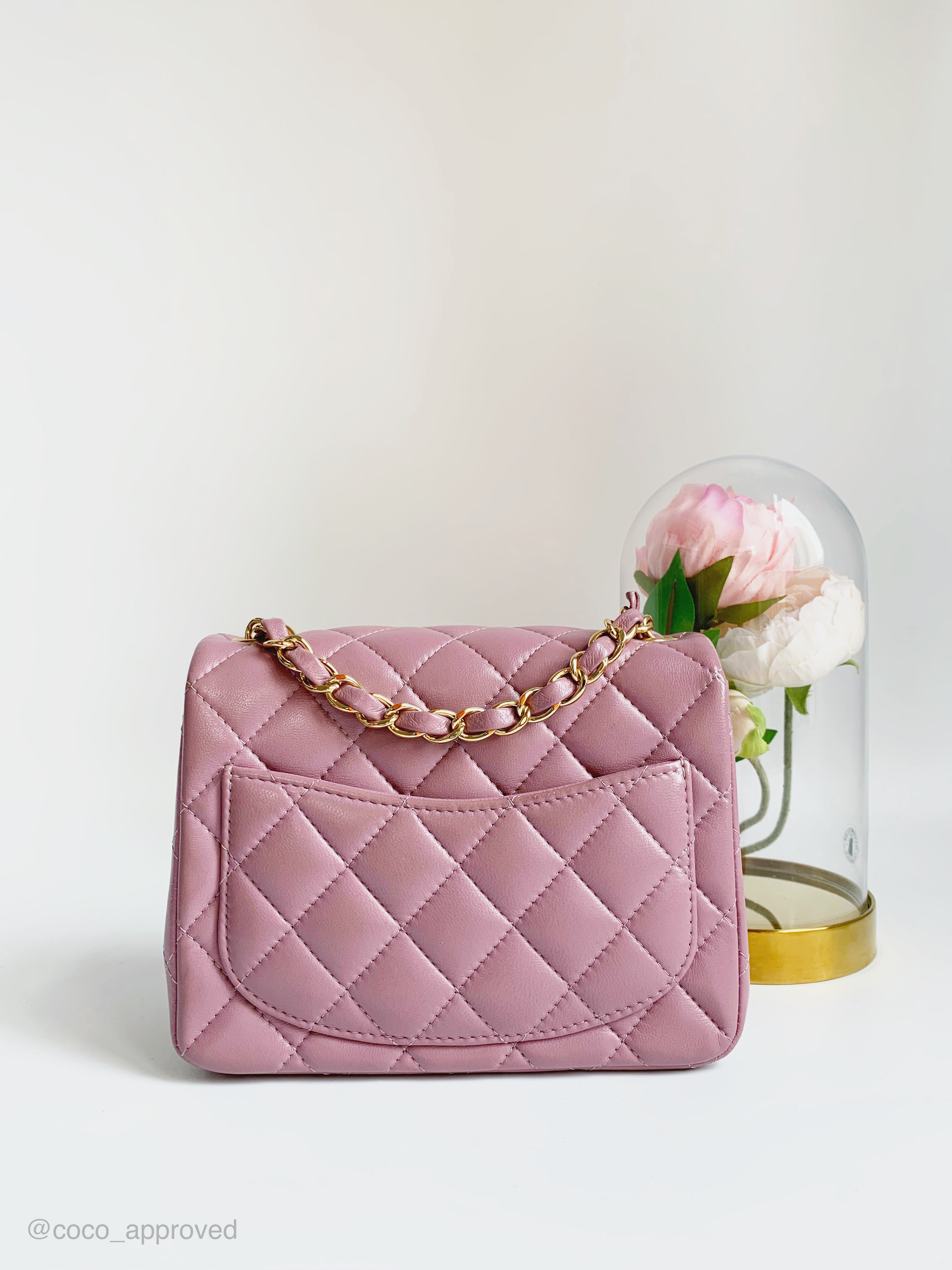 Chanel Mini Square Mauve Pink Lambskin Gold Hardware 15B⁣⁣⁣ – Coco