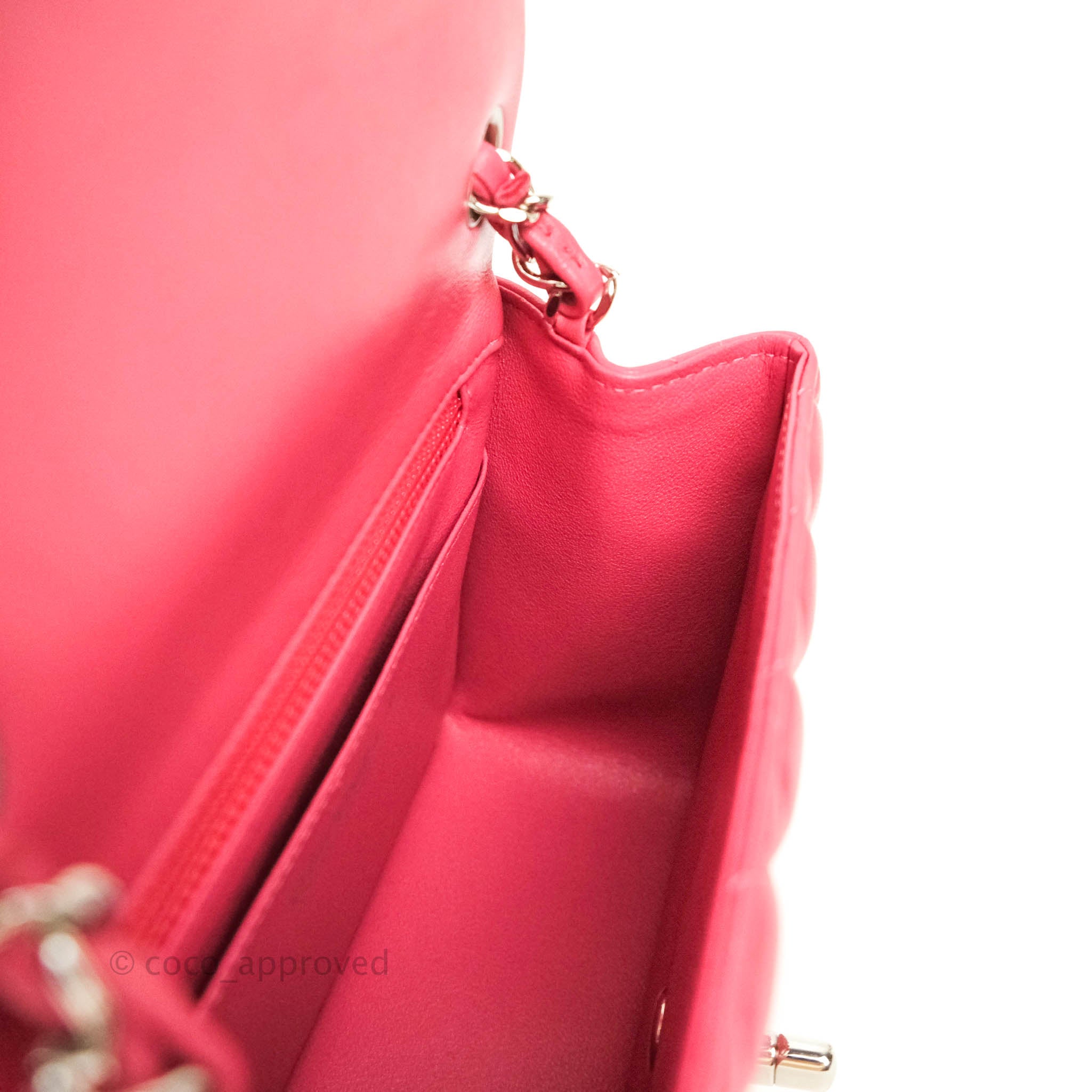 Chanel Mini Square Pink Lambskin Silver Hardware – Coco Approved Studio