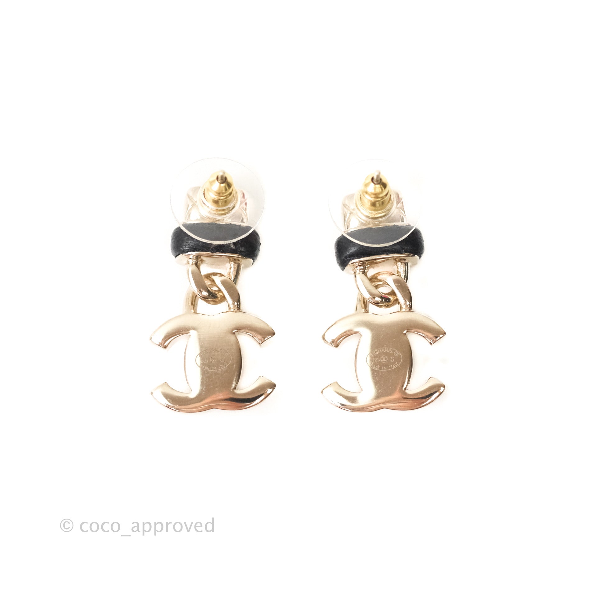 Chanel CC Turn Lock Drop Earrings Gold Tone 21S – Coco Approved Studio