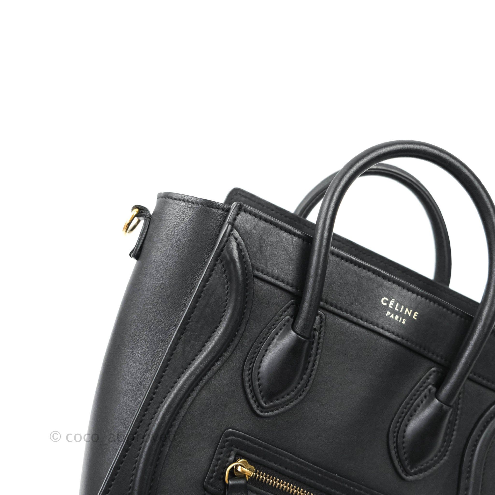 CLN Nano Luggage Black Grained Handbag Condition : PRISTINE PRICE IDR  16.450.000 Size 19 x 20 (cm) Production year 2015 Comes with strap…