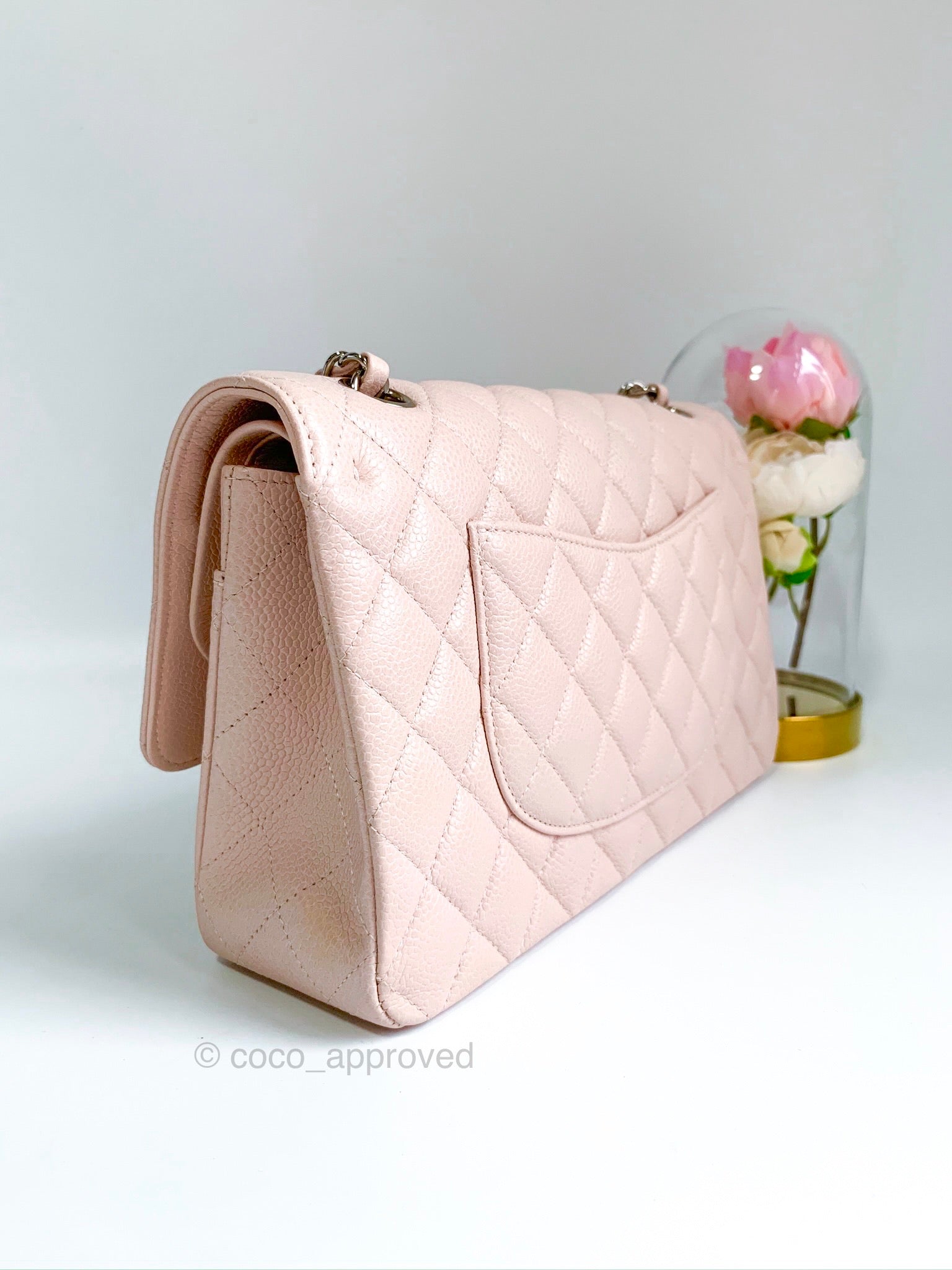 Chanel Classic Flap Bag Medium Rose Sakura Pink 22K Lambskin Champagne Gold  HW