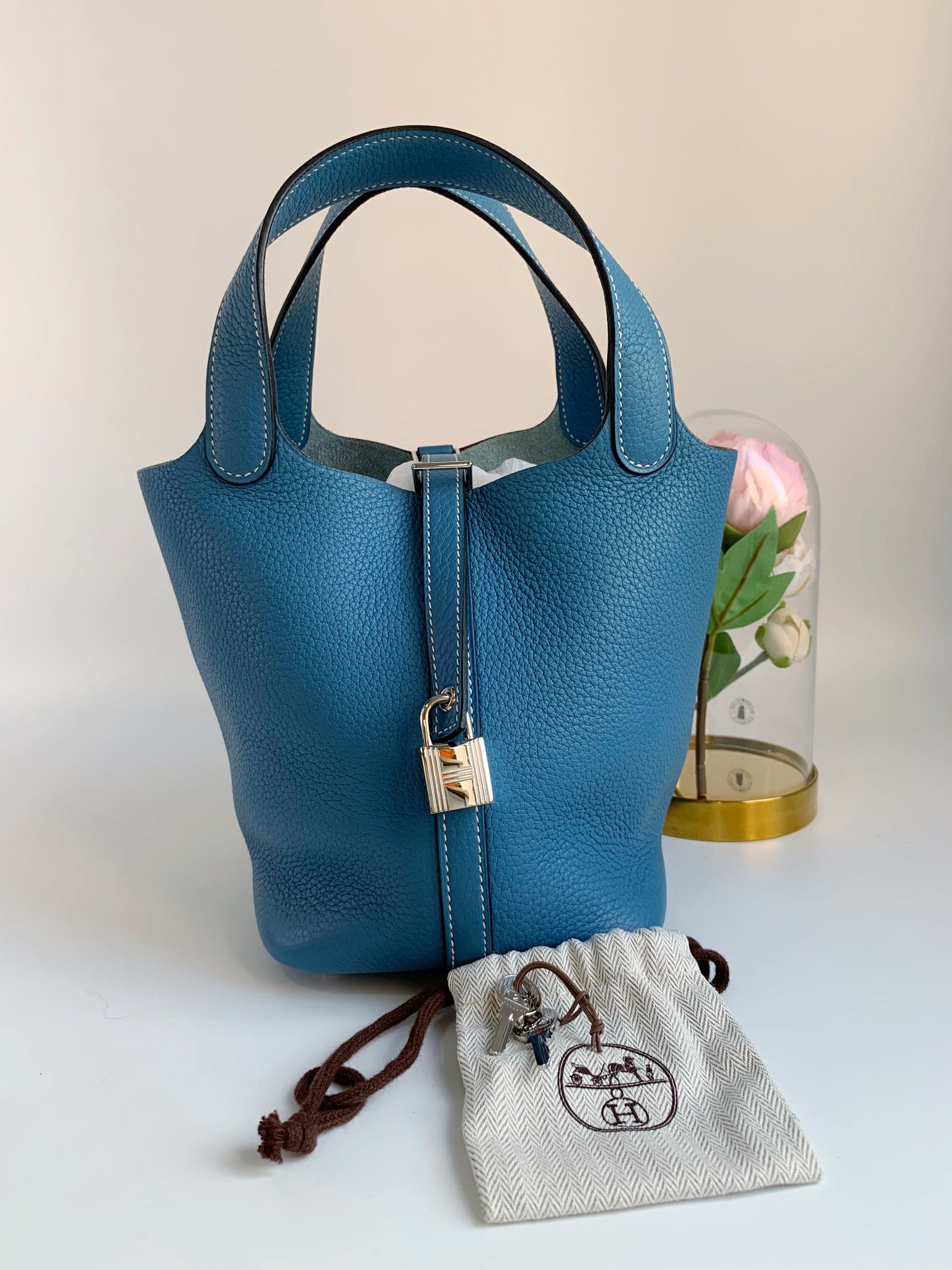 Hermès Taurillon Clemence Picotin Lock 18 PM Blue Jean – Coco