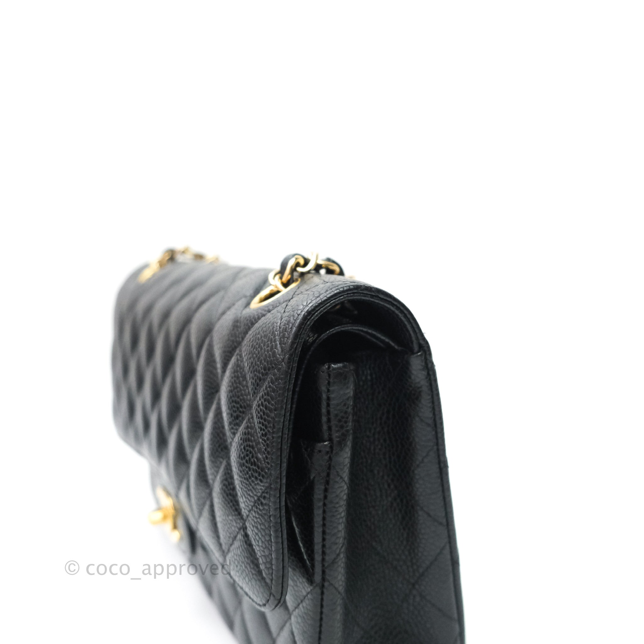 Chanel Black Quilted Caviar Medium Double Classic Flap Gold Chain Bag  1014c25  idusemiduedutr
