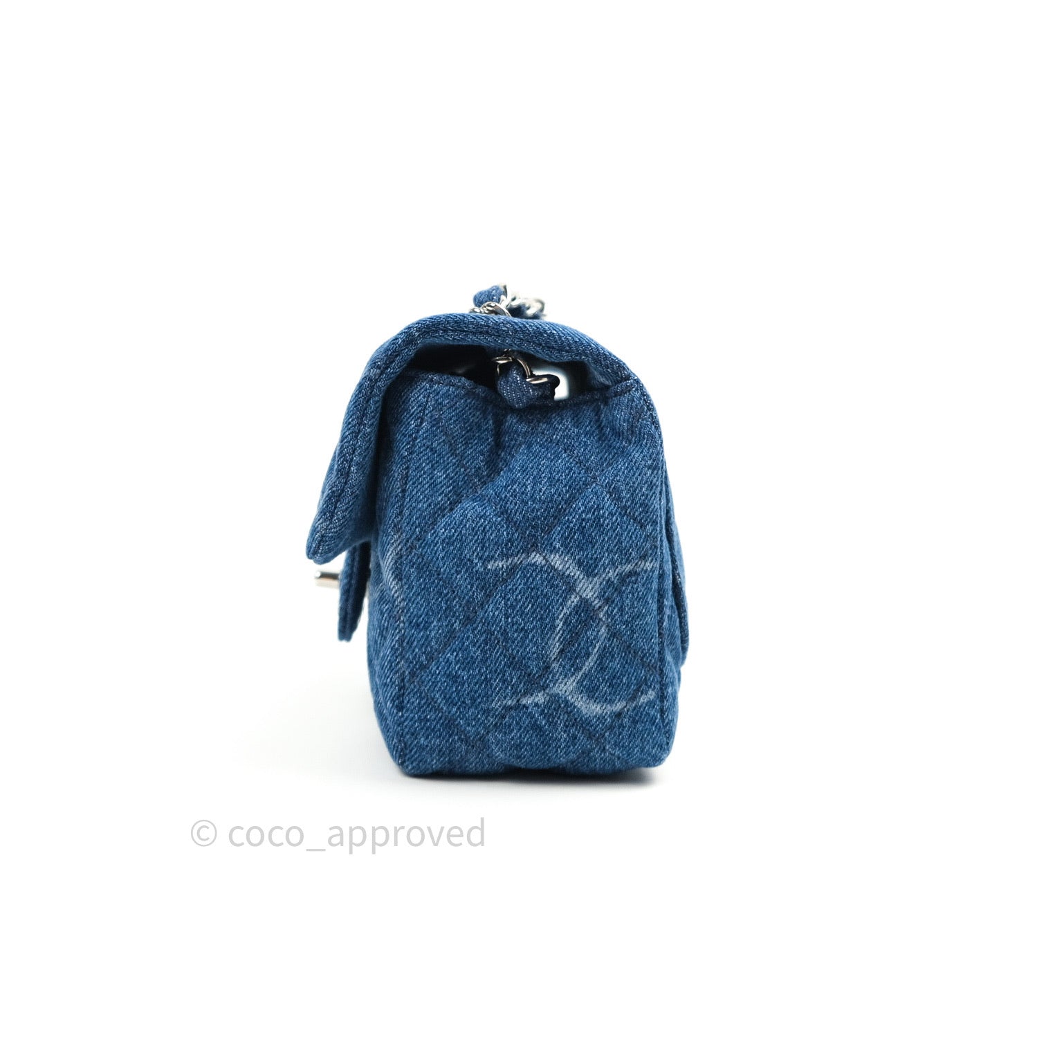 Chanel Graffiti Blue Quilted Denim Chainlink Shoulder Bag Mini