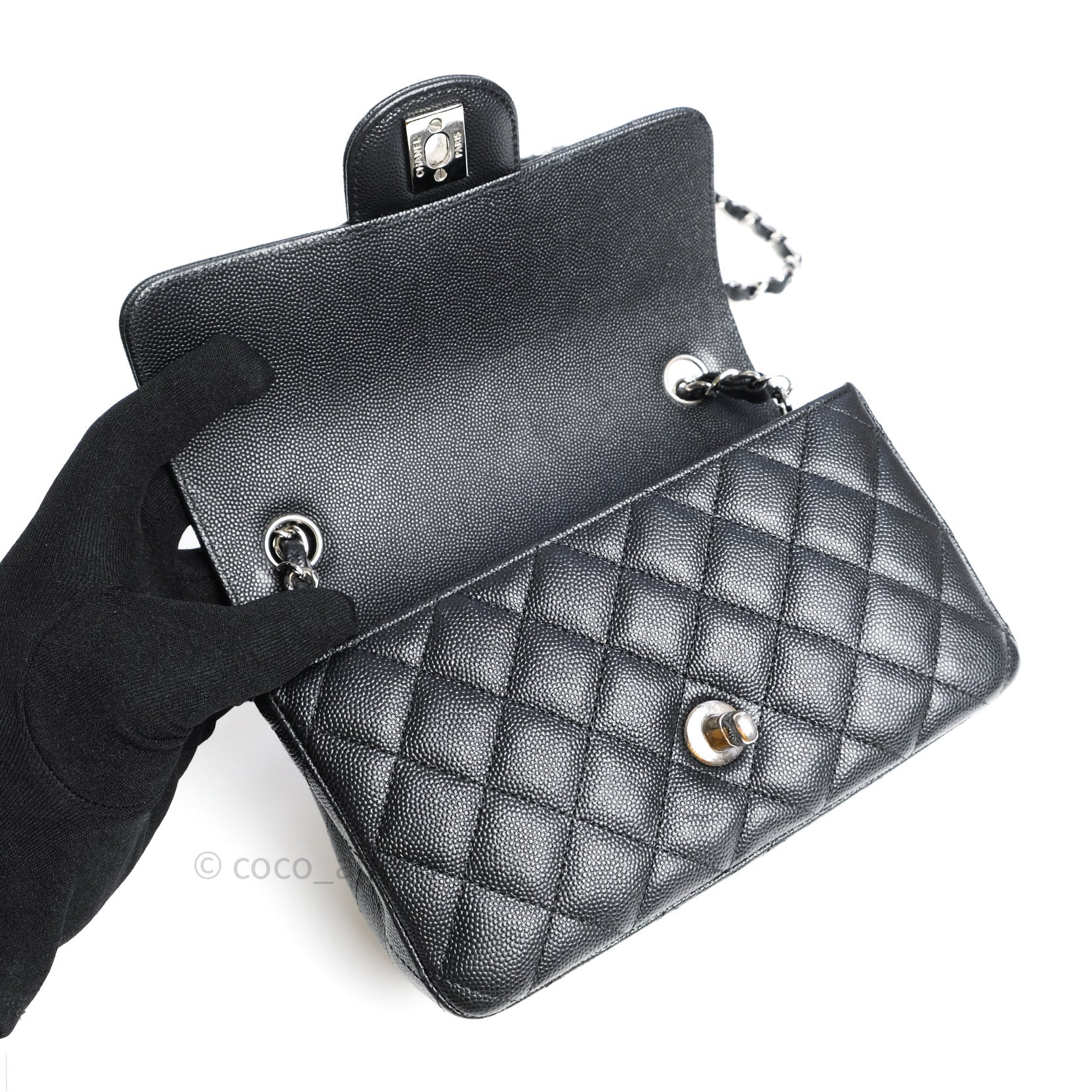 Chanel Quilted Mini Rectangular Black Caviar Silver Hardware 17C – Coco  Approved Studio