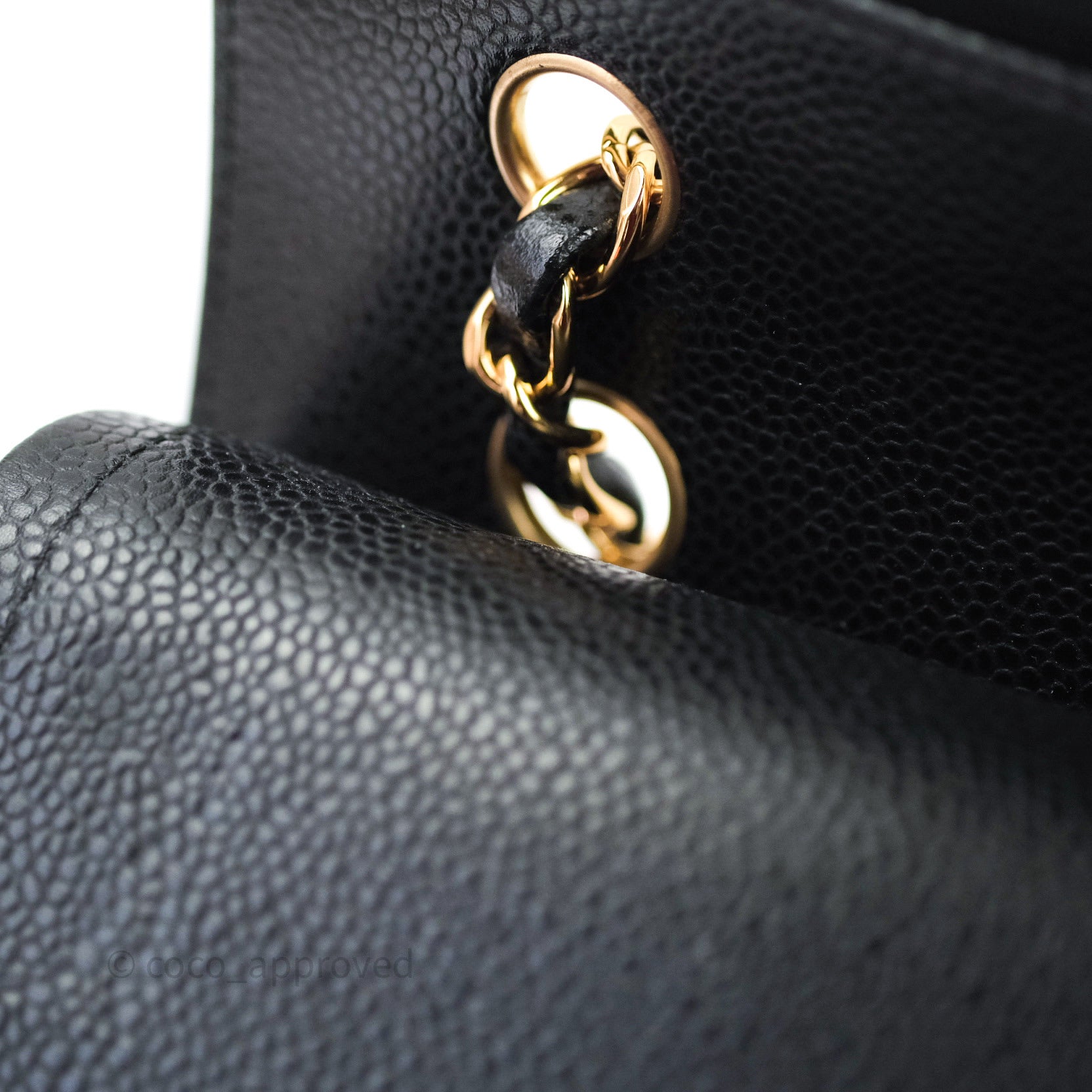 Chanel Classic M/L Medium Double Flap Bag Black Caviar Gold