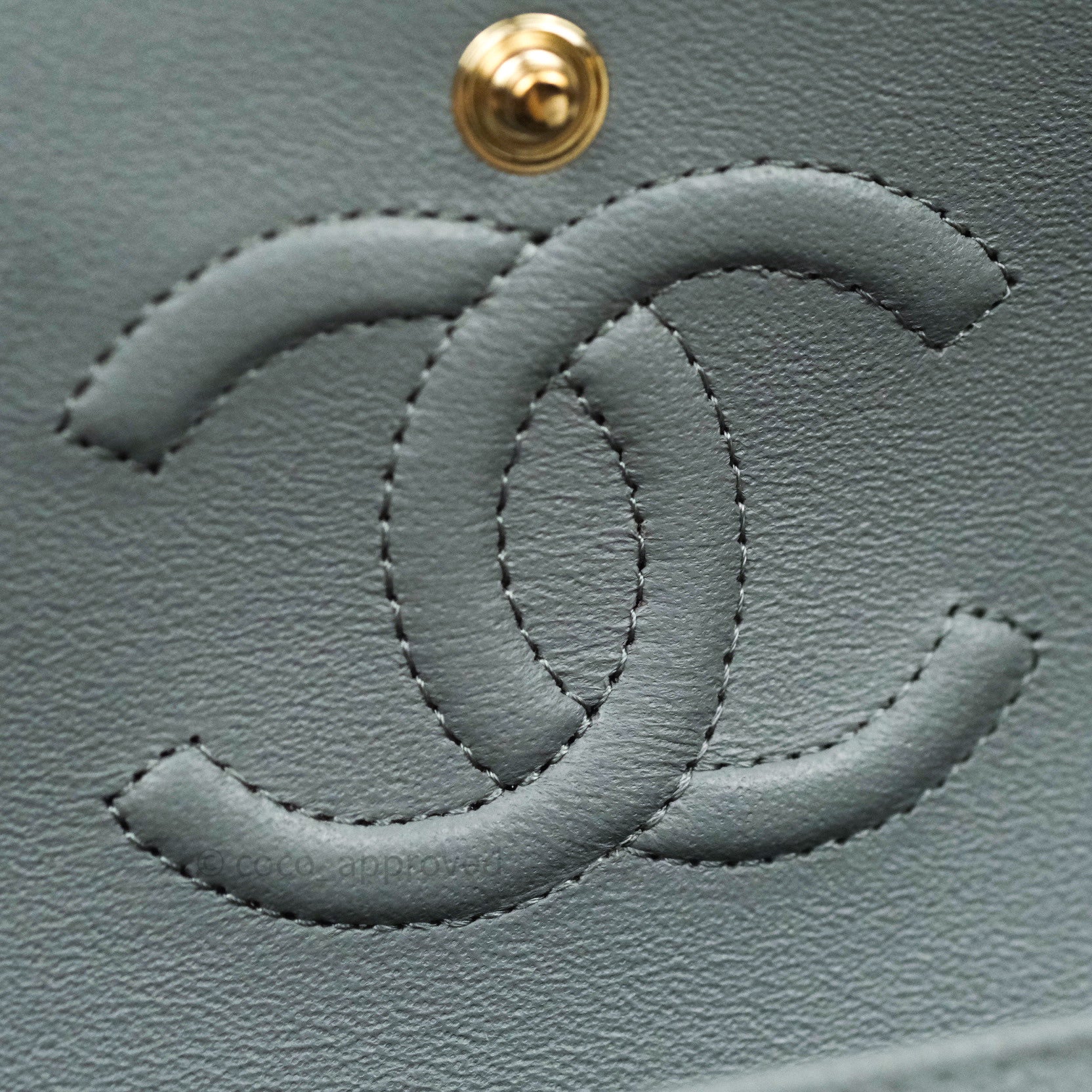 Chanel Classic Small S/M Flap Grey Caviar Light Gold Hardware