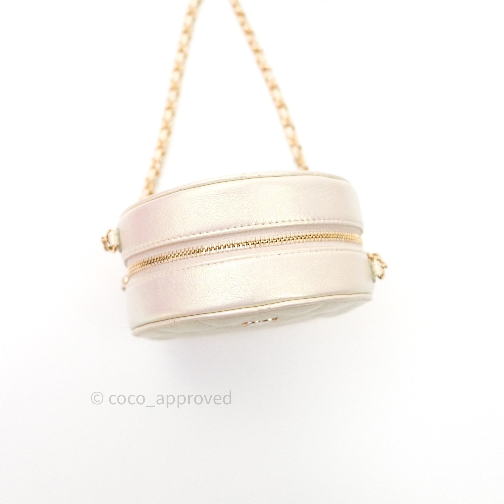 Chanel Round Circle Bag Iridescent Ivory Gold Hardware 20A – Coco Approved  Studio