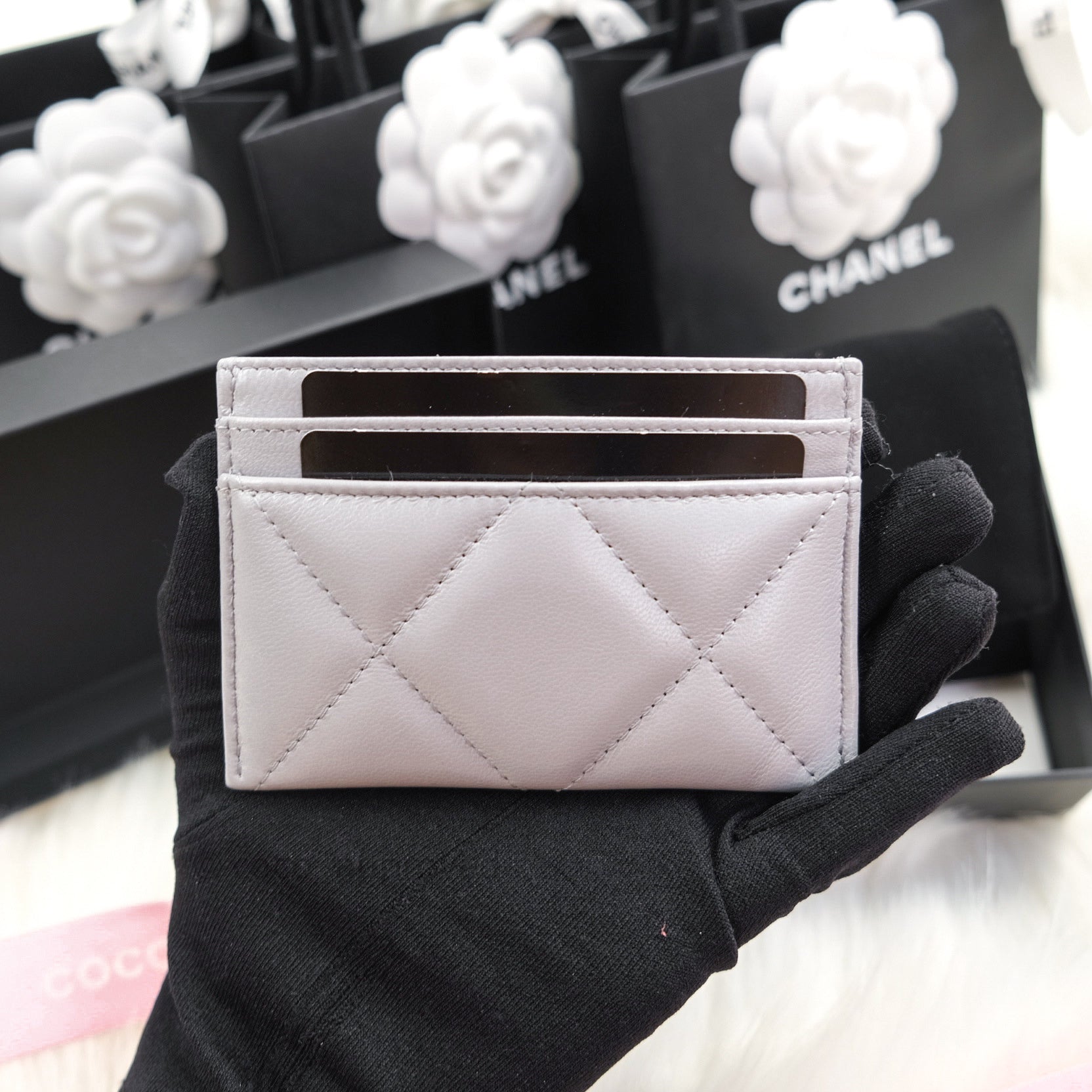 Chanel 19 Quilted Grey Flat Card Holder – Coco Approved Studio