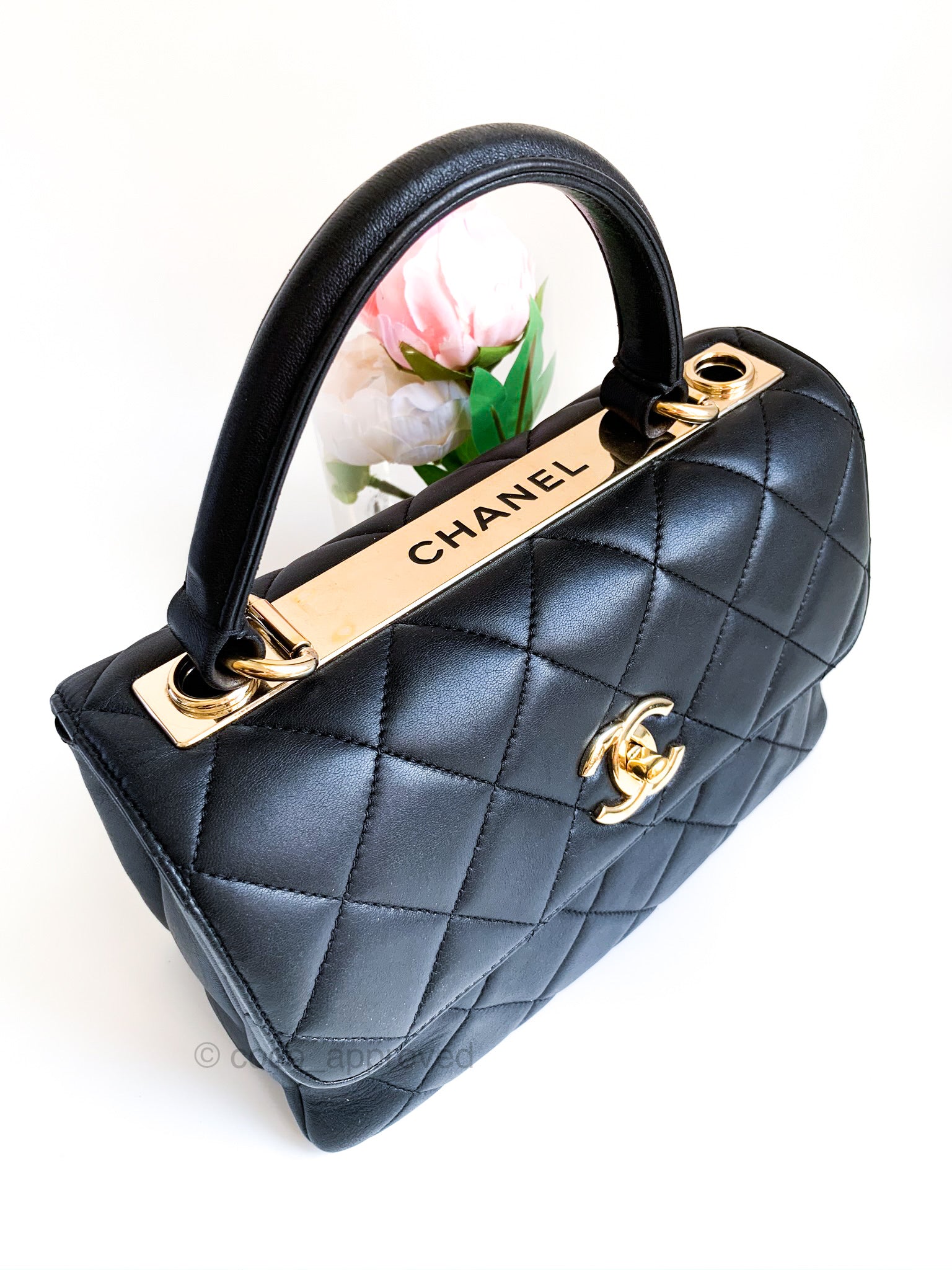 Chanel Mini Quilted Trendy CC Clutch With Chain Black Lambskin Gold Ha –  Coco Approved Studio