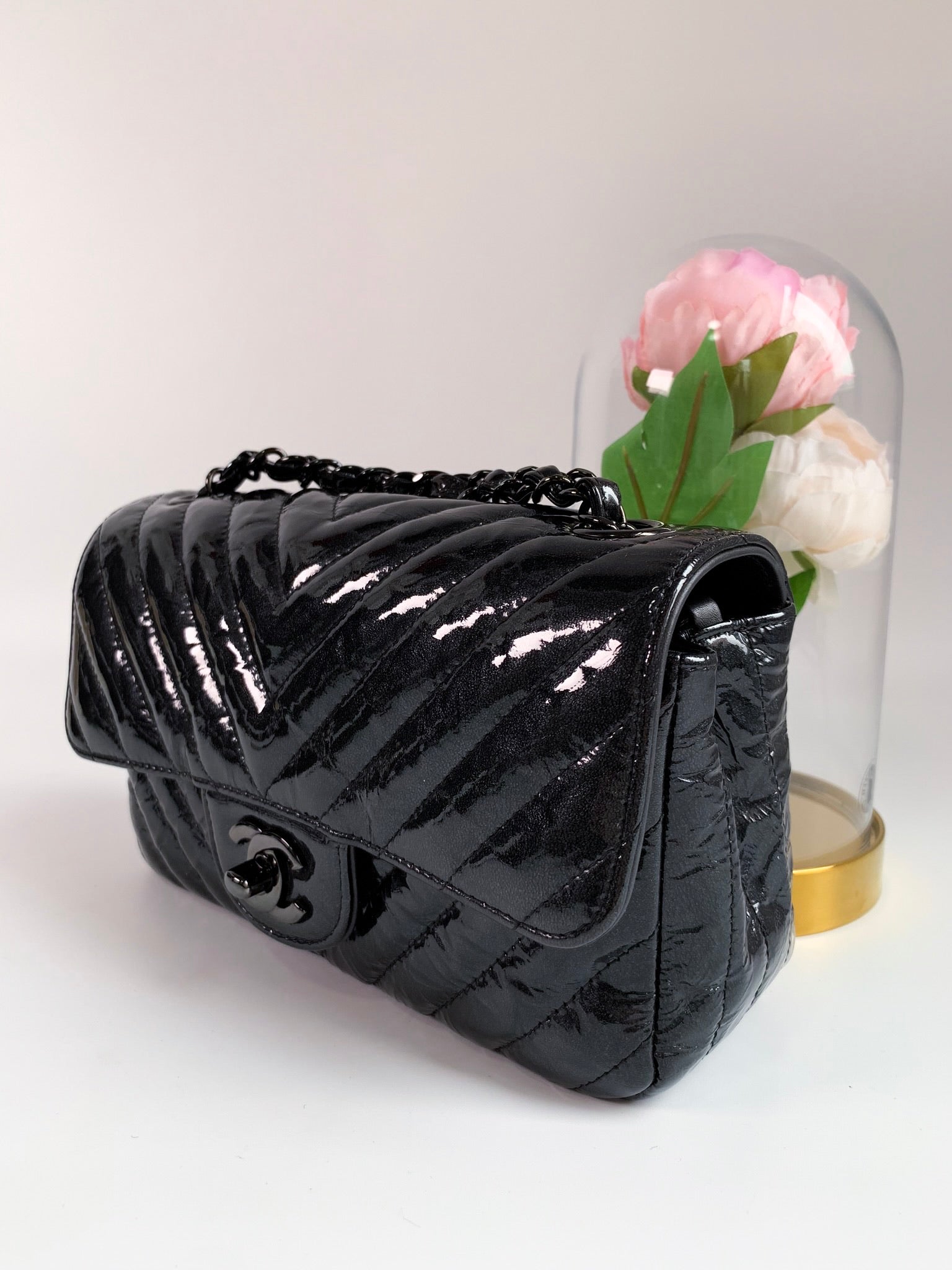 Chanel Mini Rectangular Crumpled Calfskin Chevron Flap So Black – Coco  Approved Studio