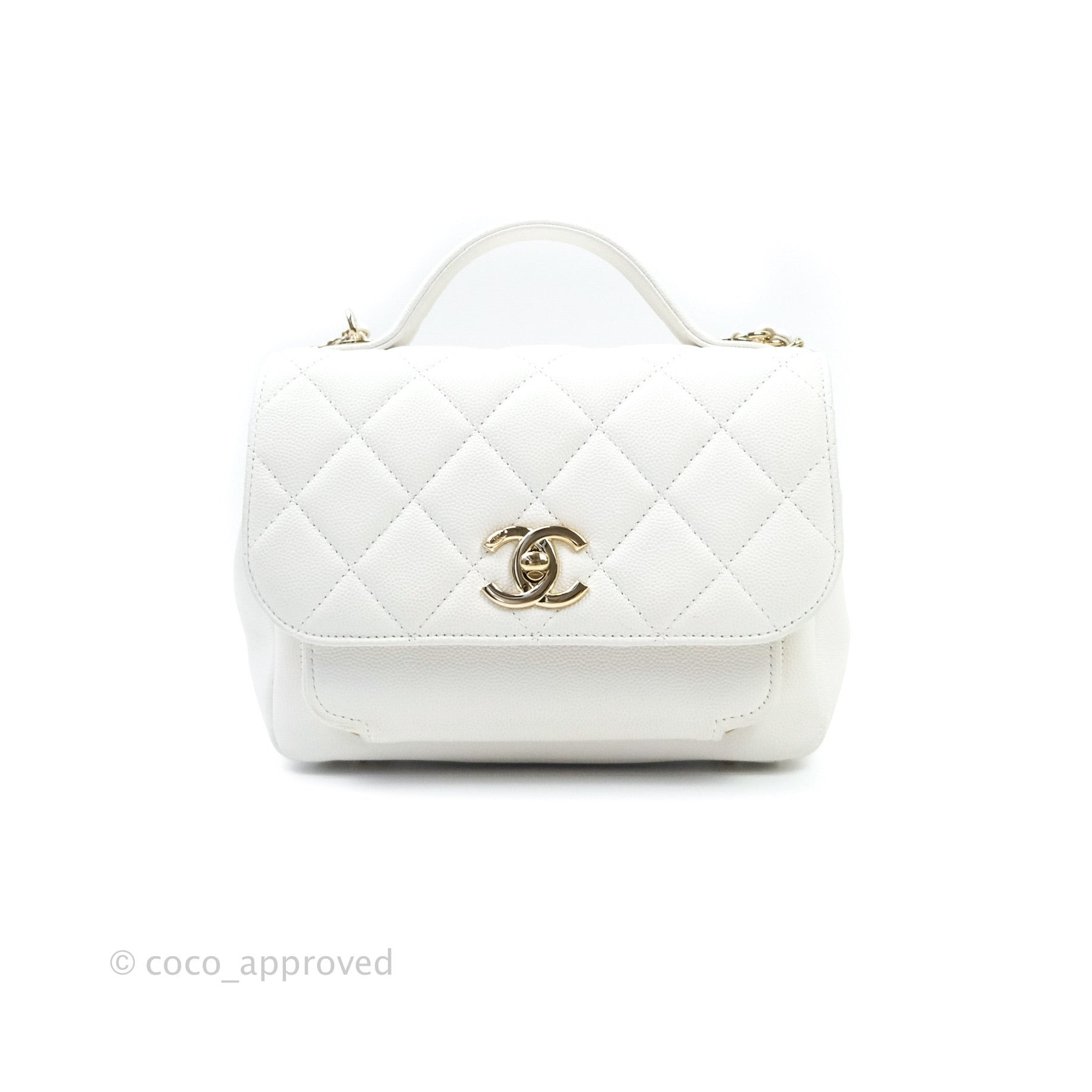 Chanel Quilted Small Business Affinity Flap White Caviar Light