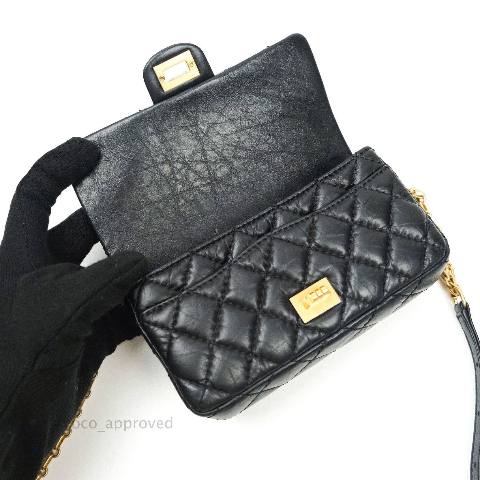 Chanel 2.55 caviar black belt bag