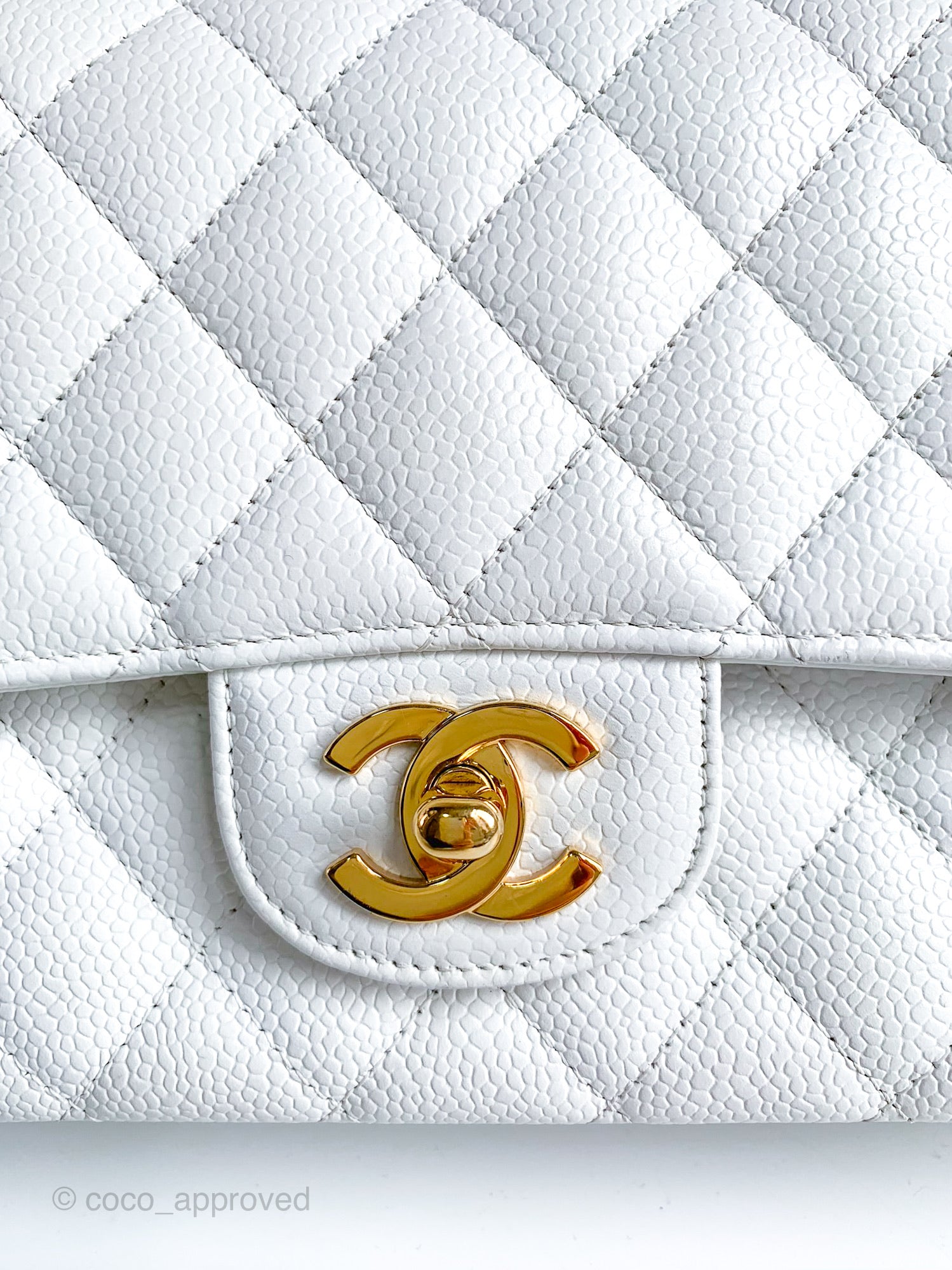 Authentic Chanel Caviar White (GST) – Classic Coco Authentic Vintage Luxury