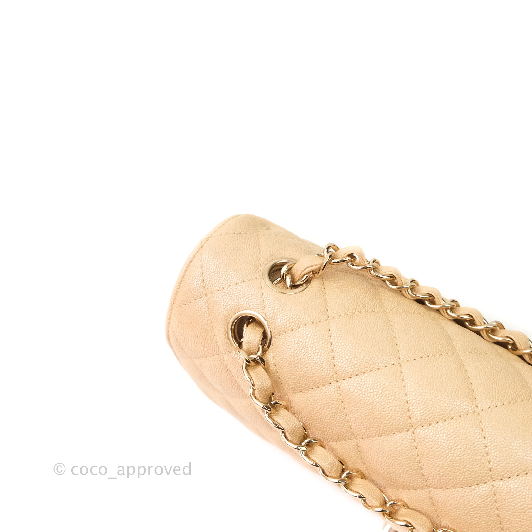Chanel Classic M/L Medium Double Flap Iridescent Beige Caviar Gold