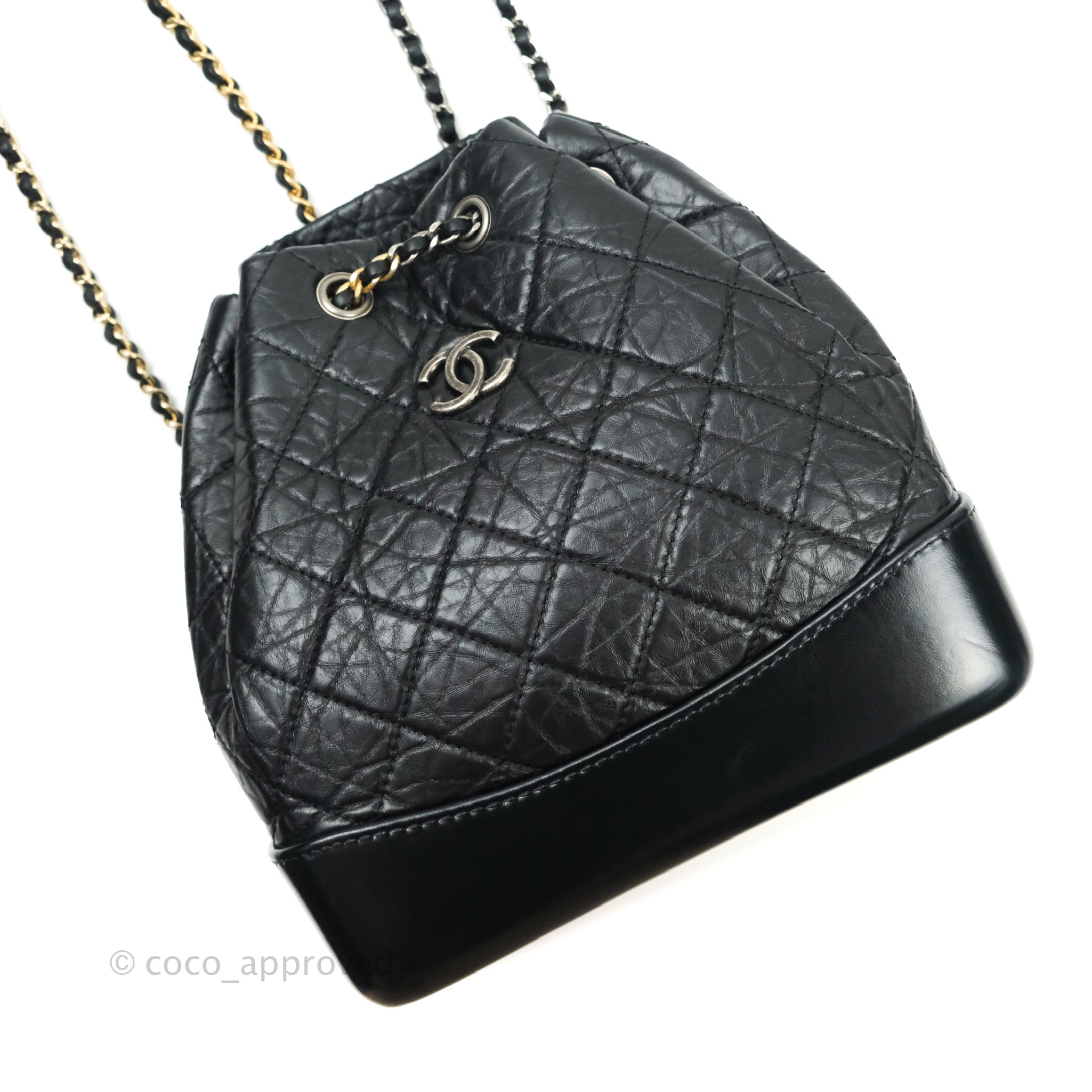 Chanel Gabrielle Backpack Black Aged Calfskin Small Black – Coco Approved  Studio