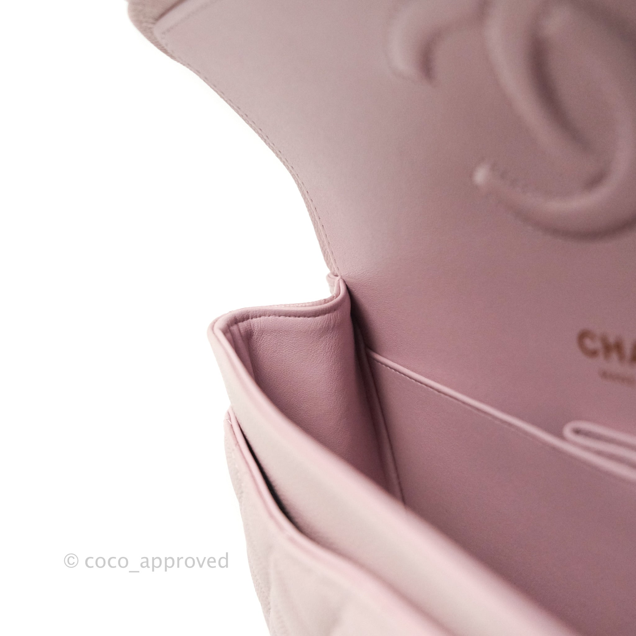 Chanel M/L Medium Double Flap Bag Lilac Rose Clair Caviar Gold