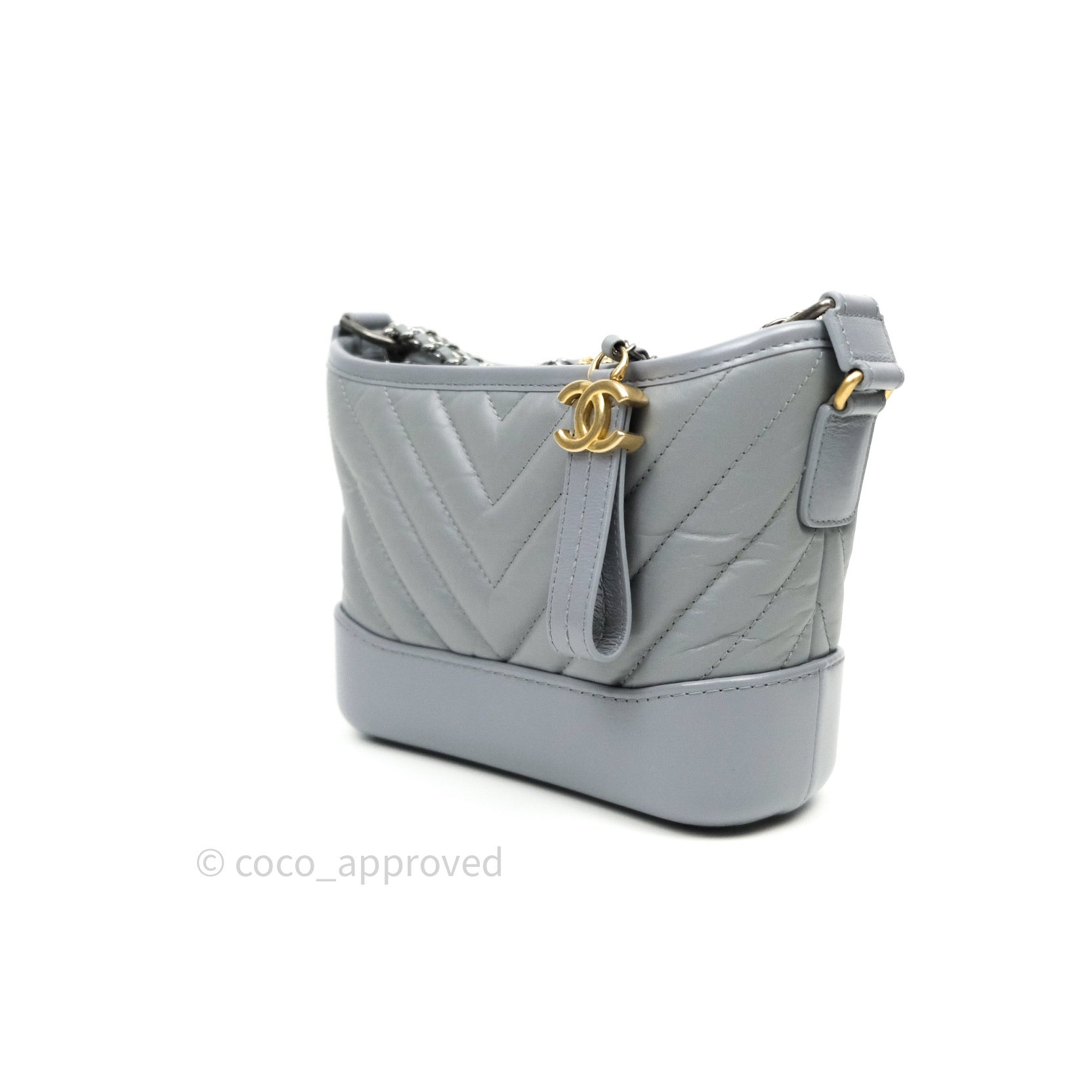 Chanel Chevron Small Gabrielle Hobo Bag Grey With Multicolour Hardware