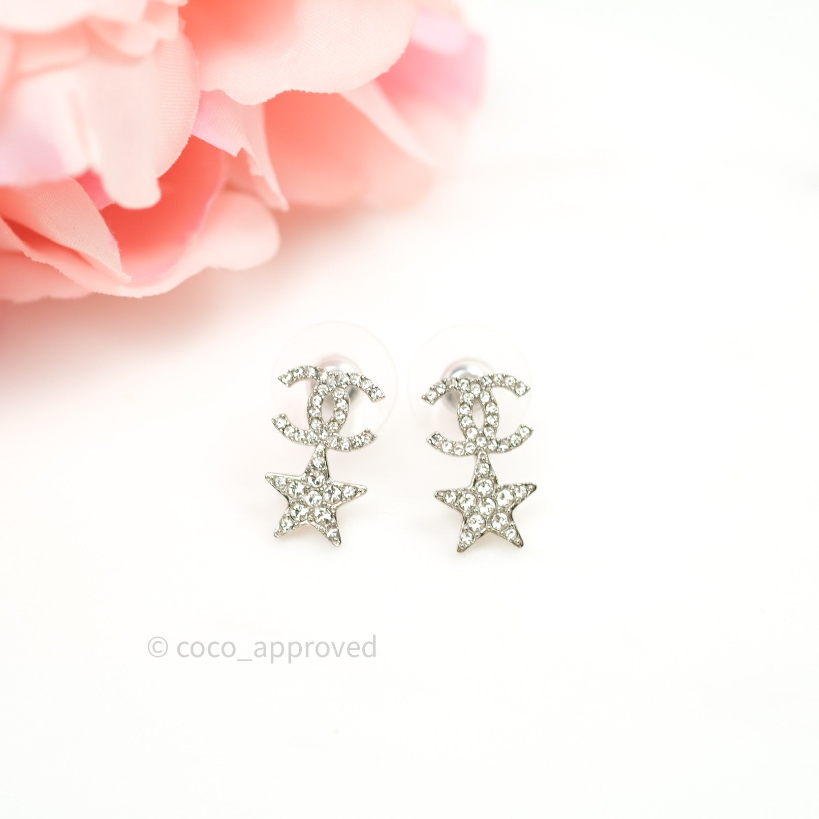 Chanel Crystal CC Star Earrings Silver 20B – Coco Approved Studio