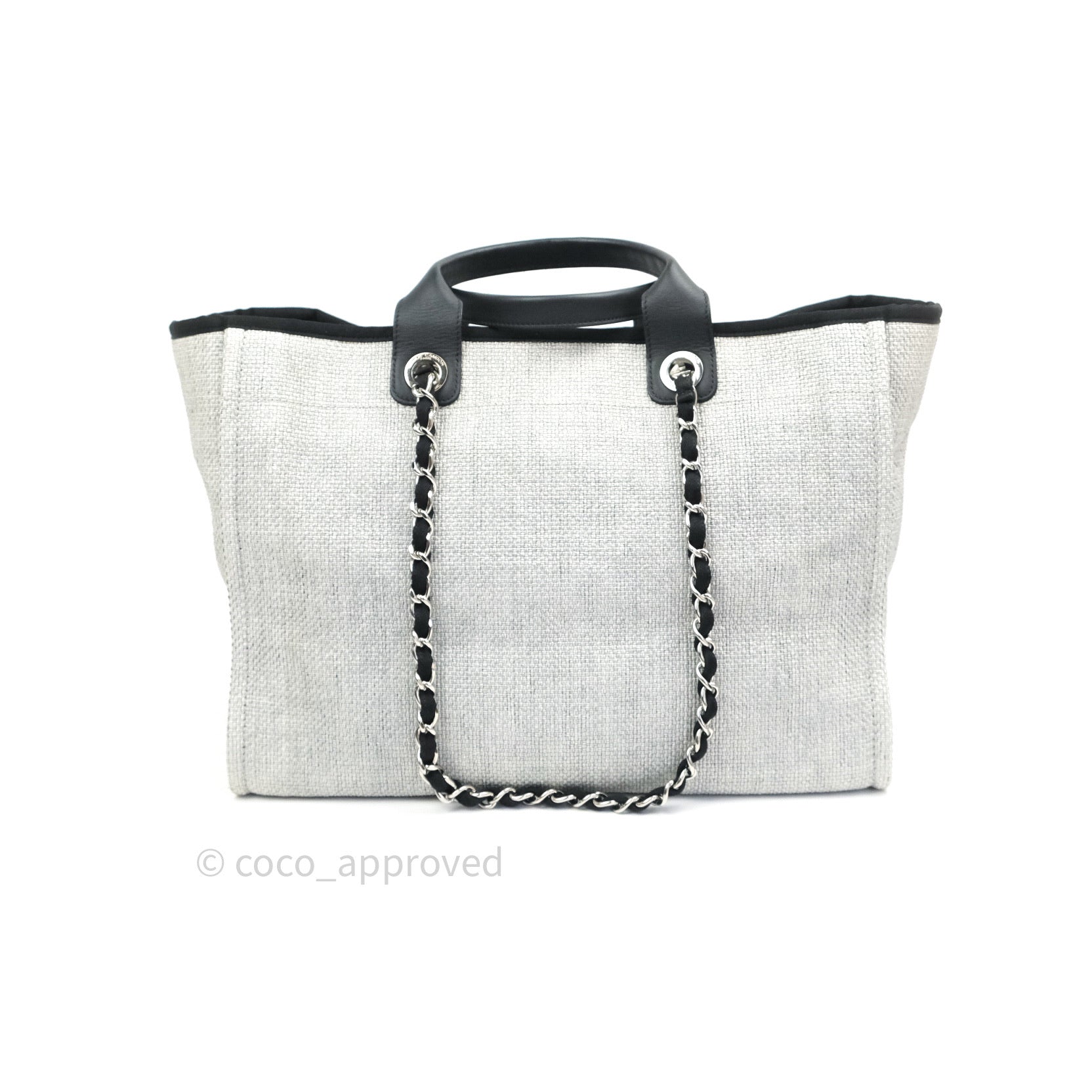 chanel deauville tote black and white